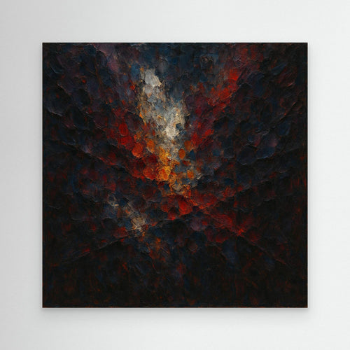 Abstract Flame Burst – Textured Canvas Wall Art in Red & Gold