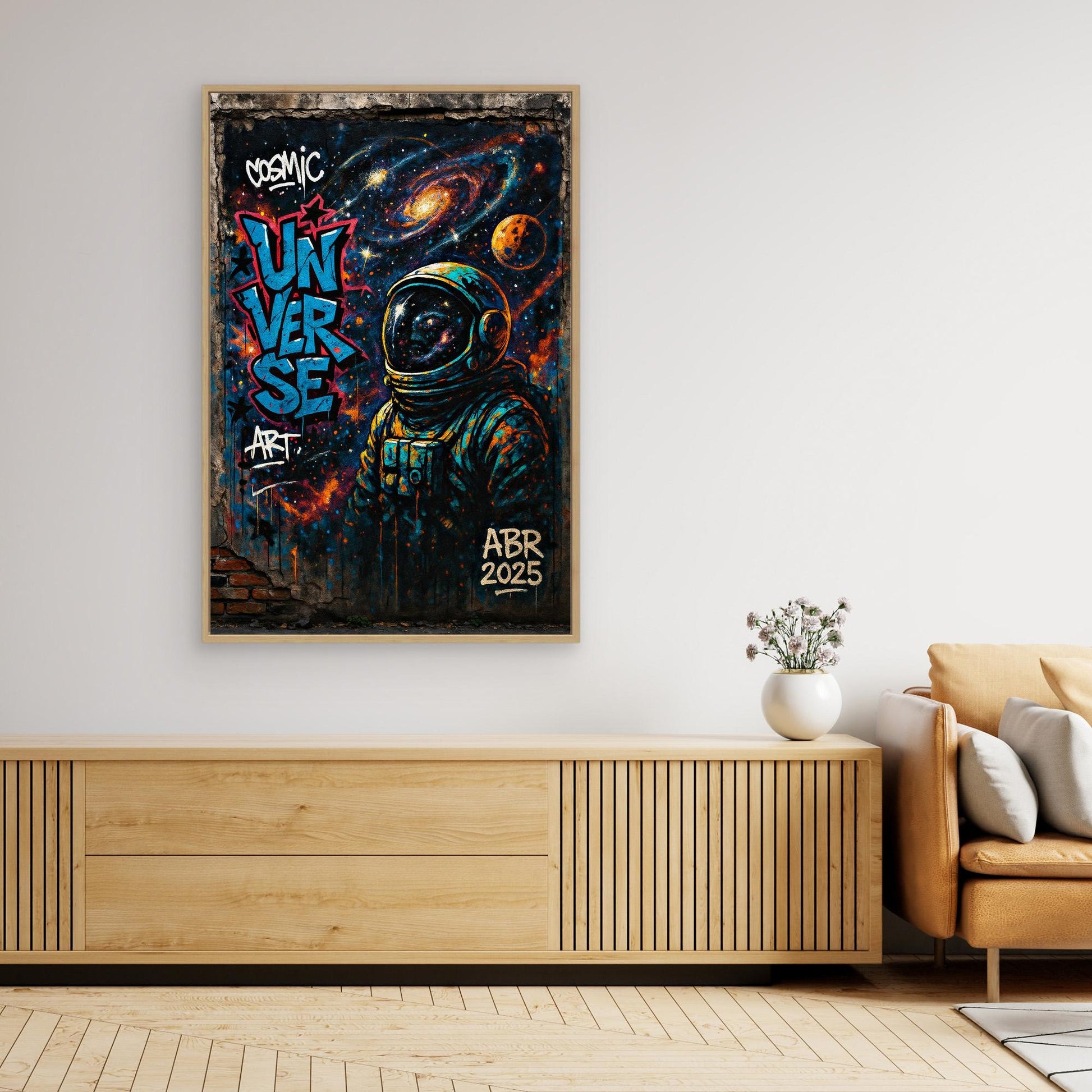 Astronaut Graffiti Wall Art – Cosmic Street Style Print