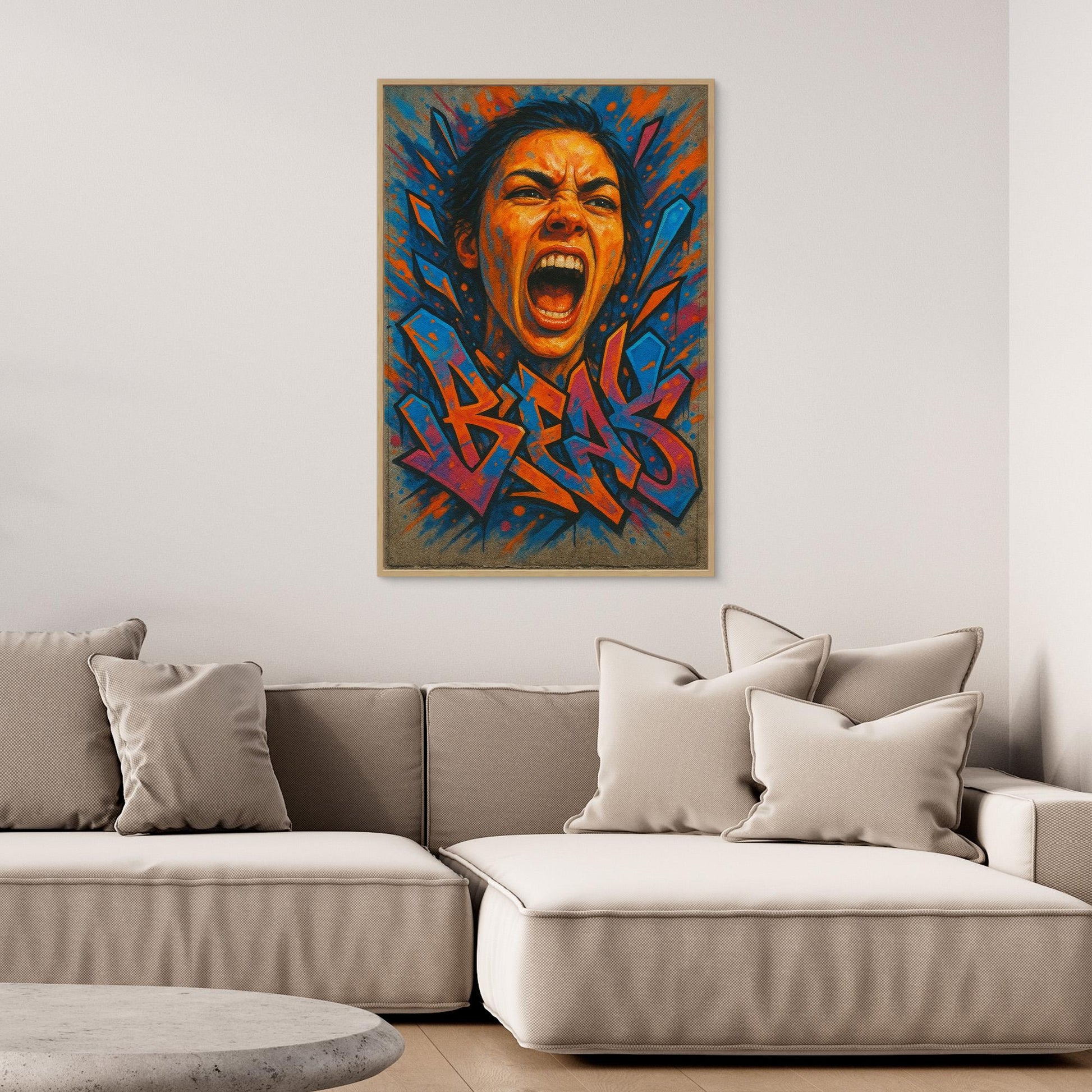 Graffiti Scream Portrait Canvas Wall Art – Bold Urban Style