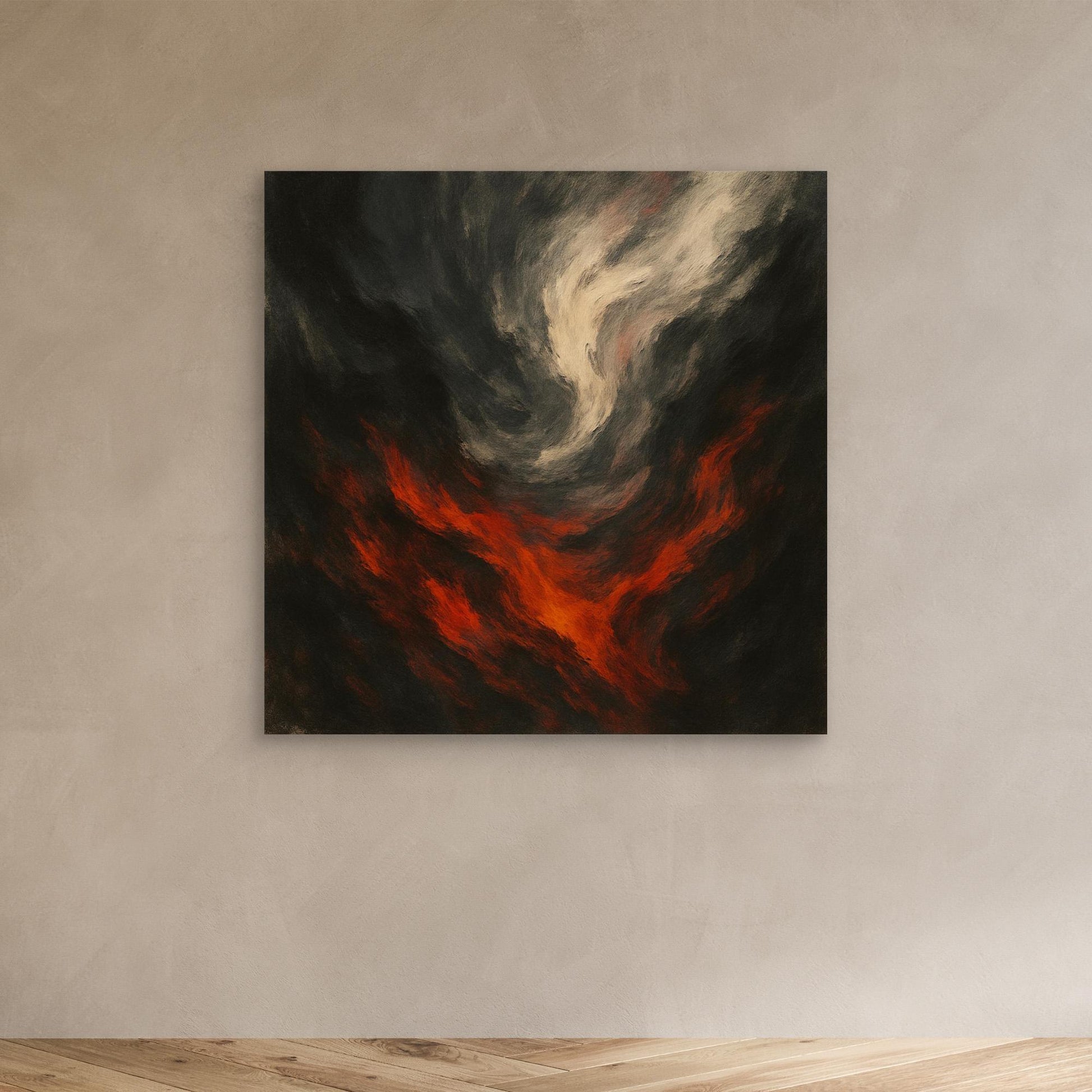 Inferno Drift – Abstract Fire and Smoke Canvas Wall Art