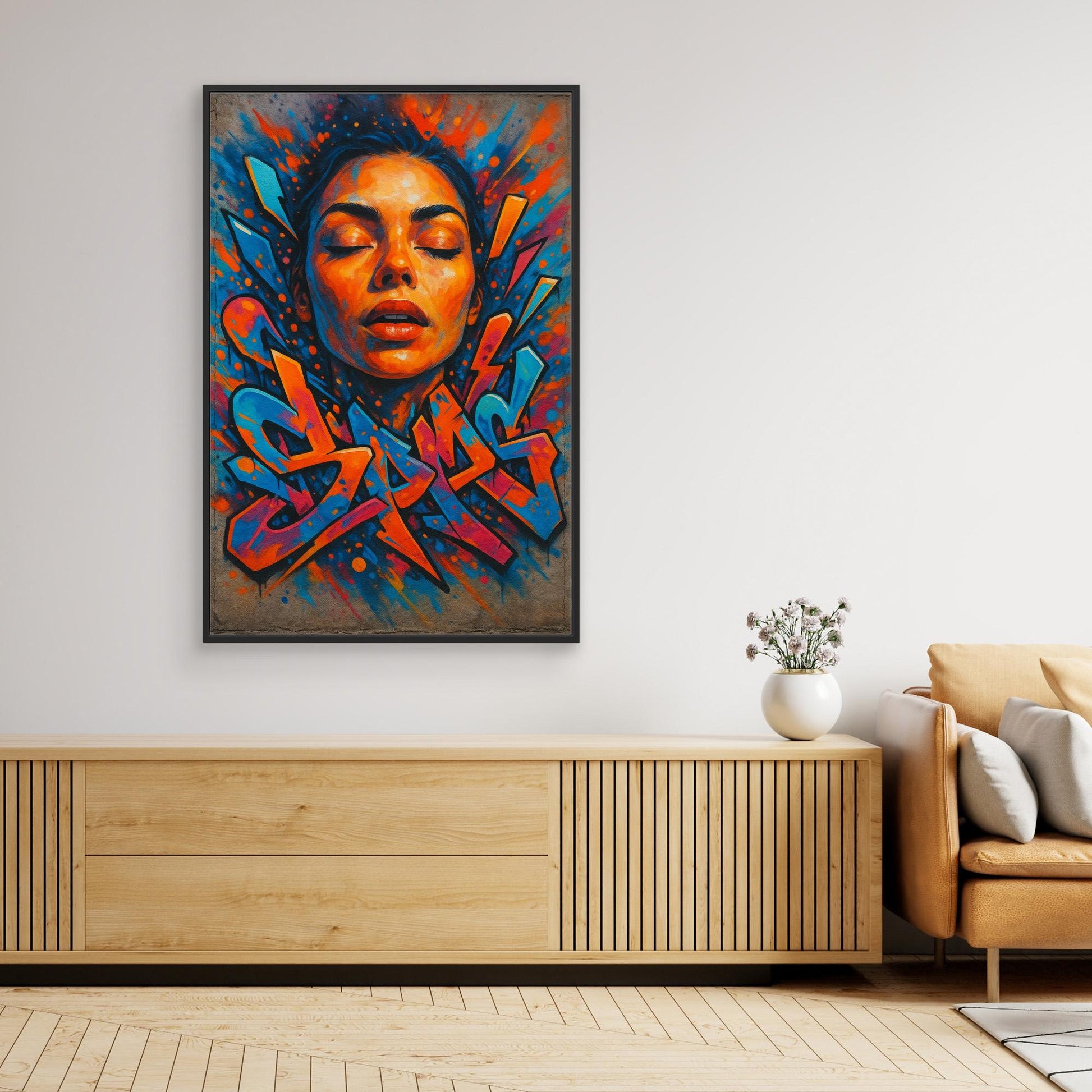Urban Graffiti Portrait – Colorful Canvas Wall Art