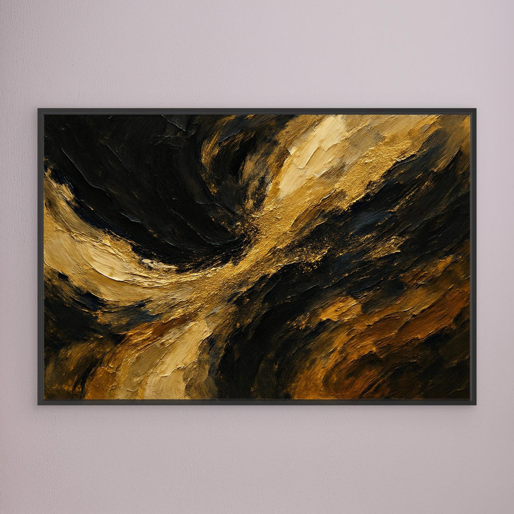 Gold and Black Abstract Canvas Wall Art