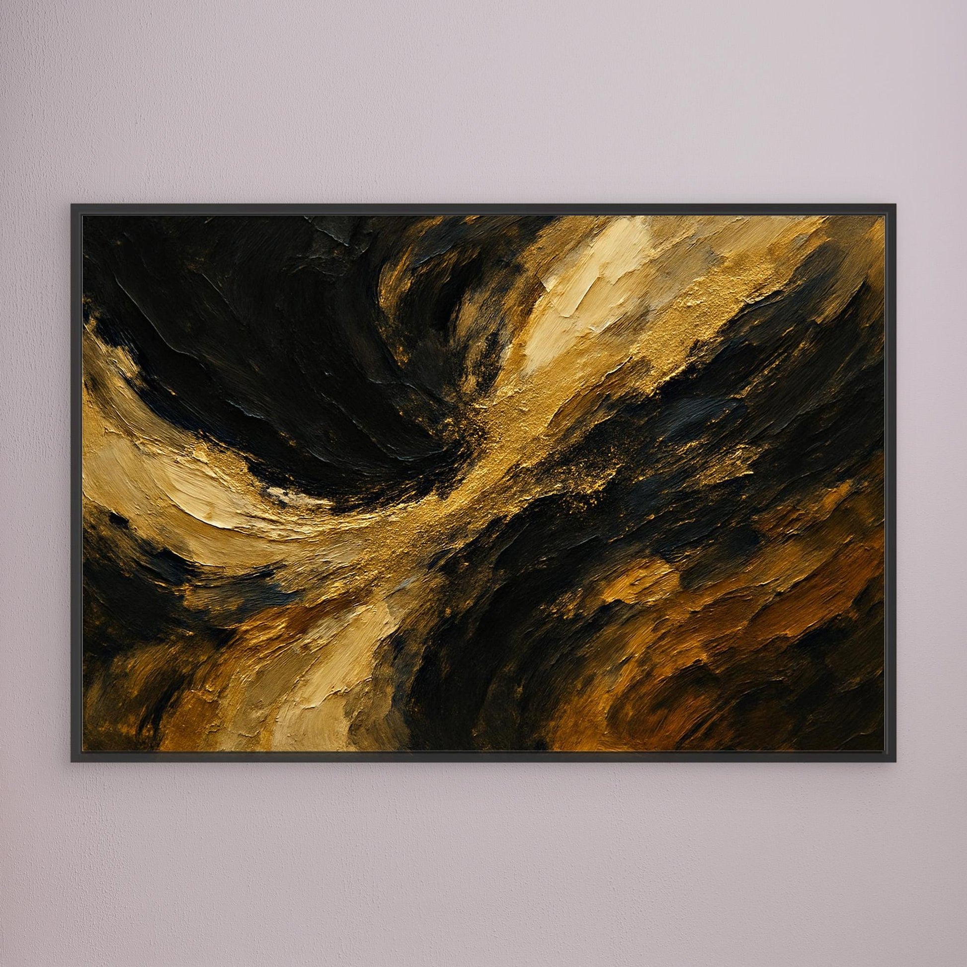 Gold and Black Abstract Canvas Wall Art