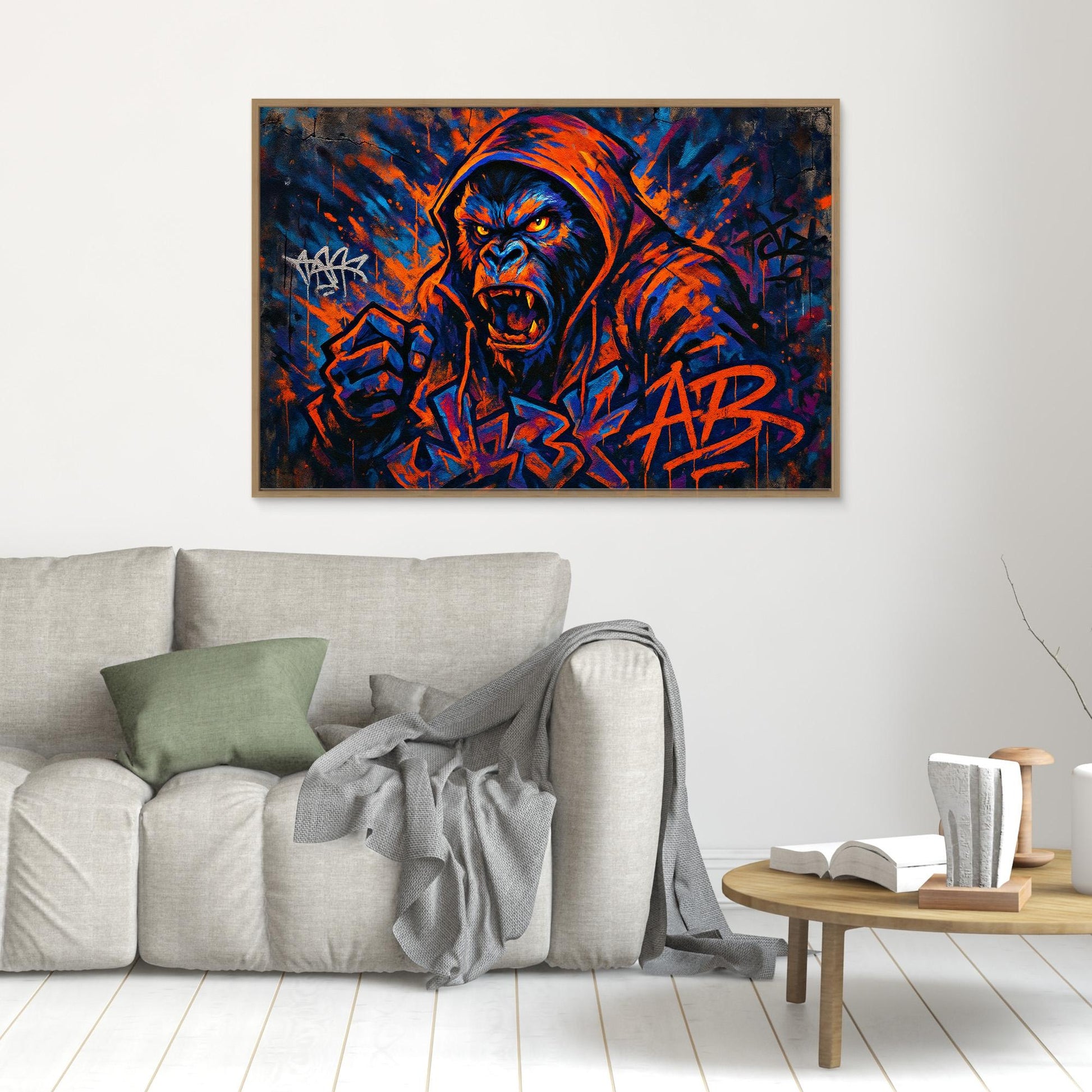 Angry Gorilla Graffiti Canvas Wall Art