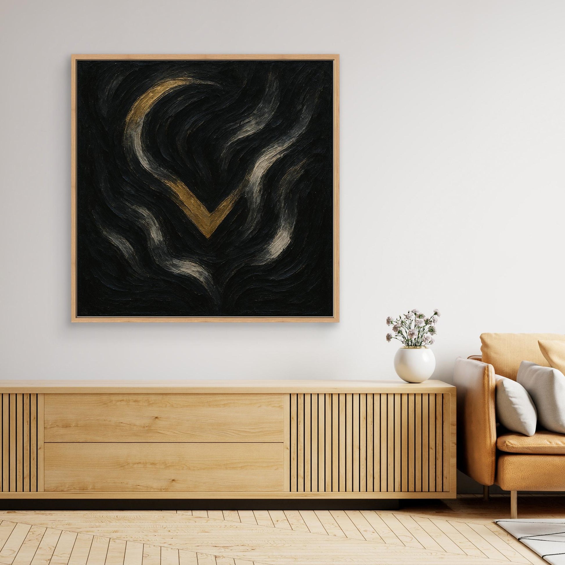 Abstract Golden Descent Canvas Wall Art