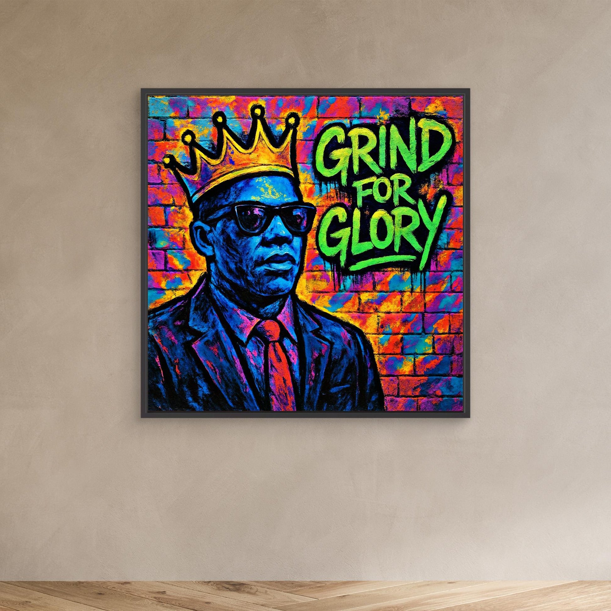 Grind for Glory – Vibrant Urban Street Art Canvas Print | Motivational Graffiti Wall Art