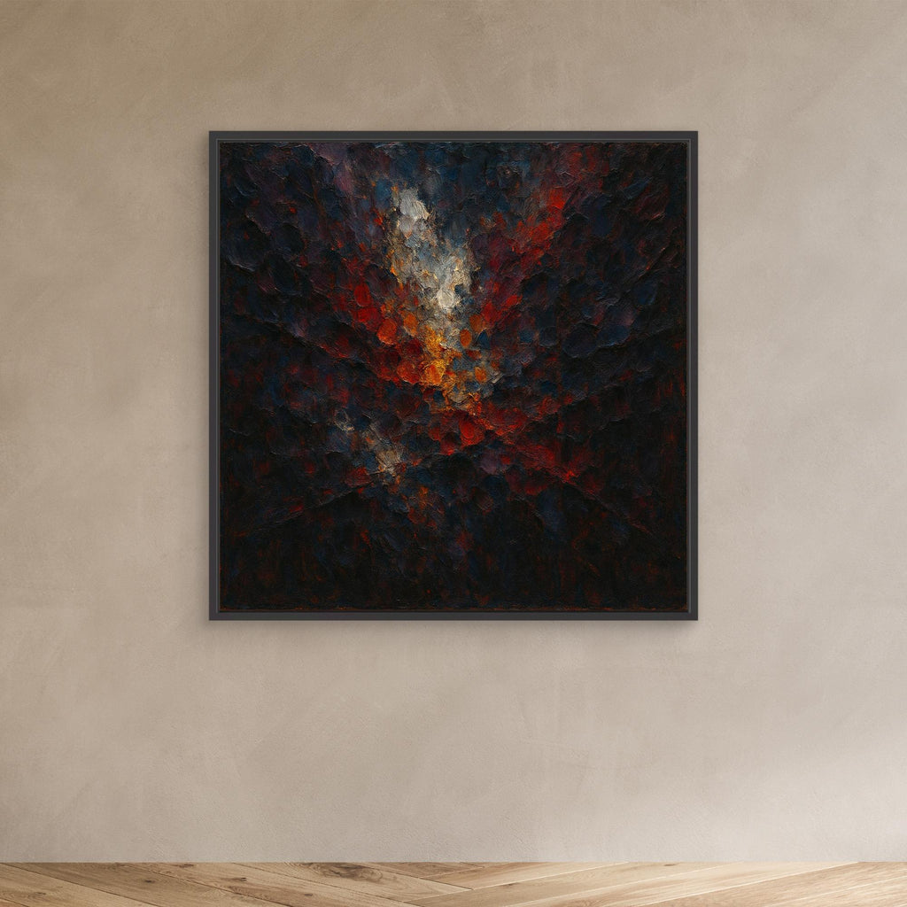 Abstract Flame Burst – Textured Canvas Wall Art in Red & Gold
