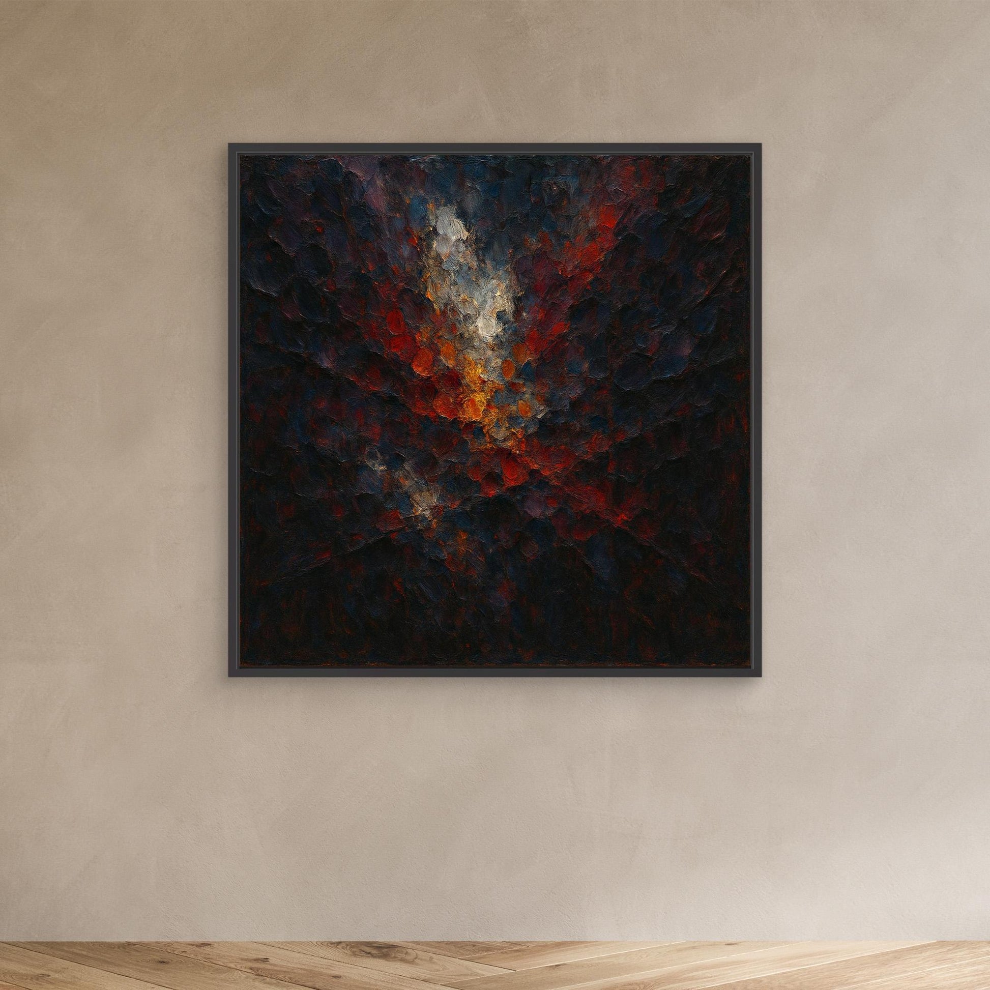 Abstract Flame Burst – Textured Canvas Wall Art in Red & Gold
