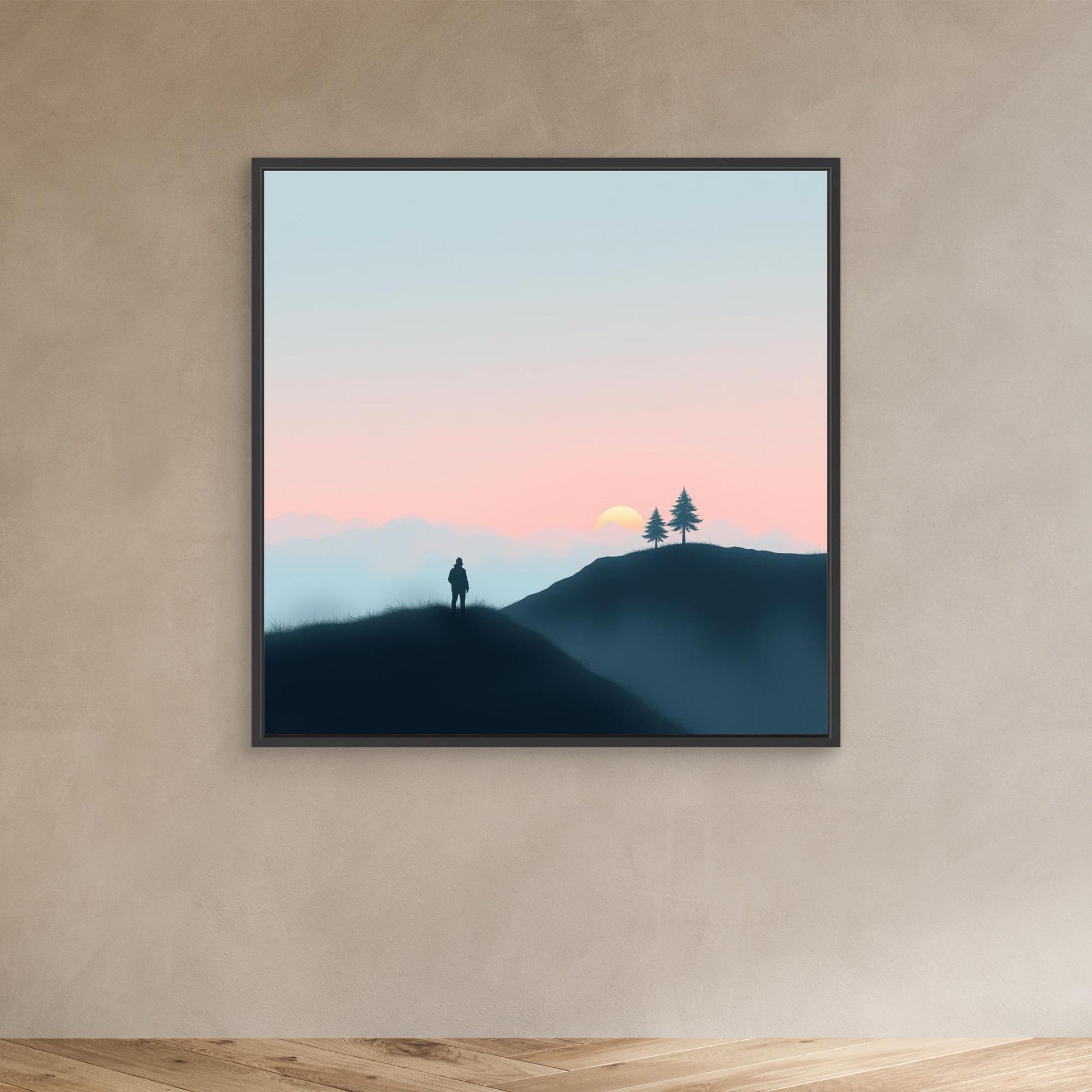 Solitude at Sunset – Minimalist Landscape Canvas Wall Art