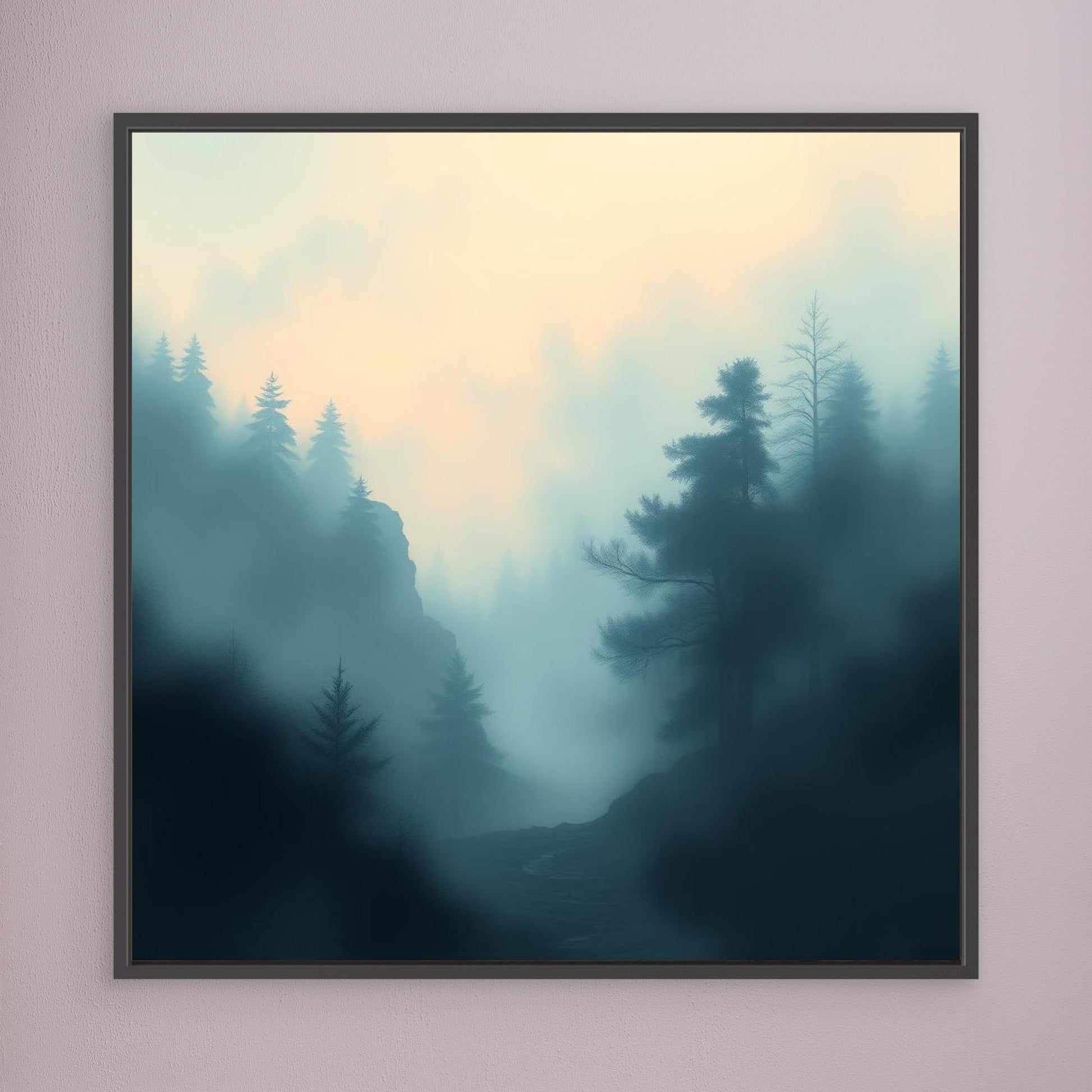 Misty Forest Silence – Minimalist Nature Canvas Wall Art for Calm Interiors