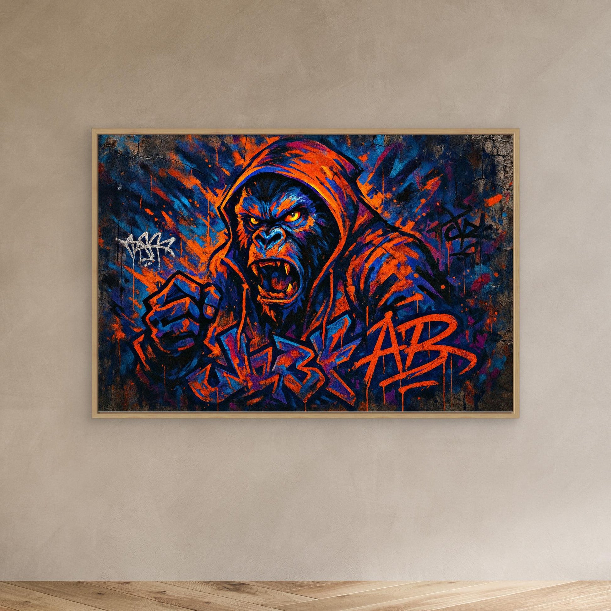 Angry Gorilla Graffiti Canvas Wall Art