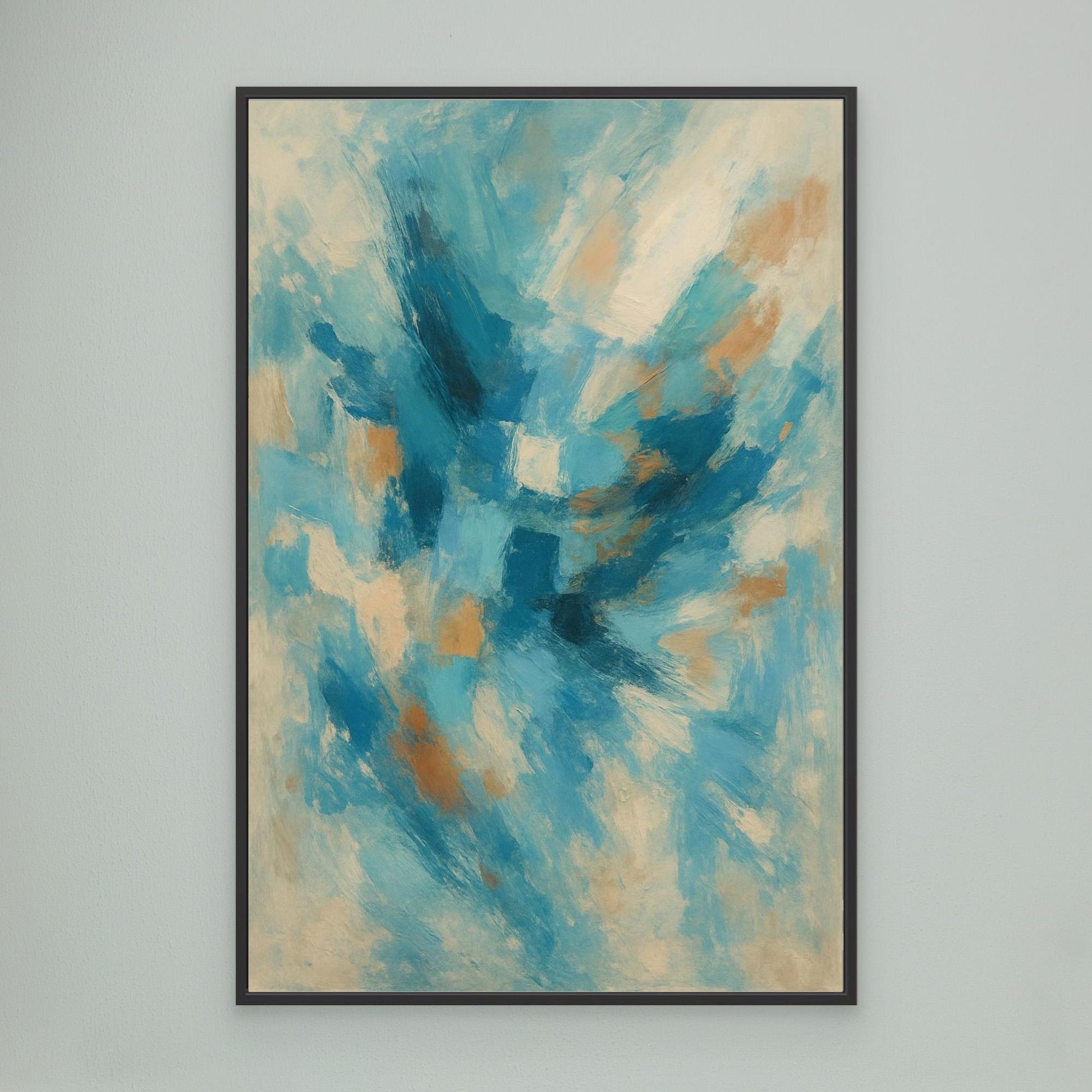 Blue Whisper – Abstract Canvas Wall Art in Oceanic Hues | Modern Splash of Color for Interior Decor