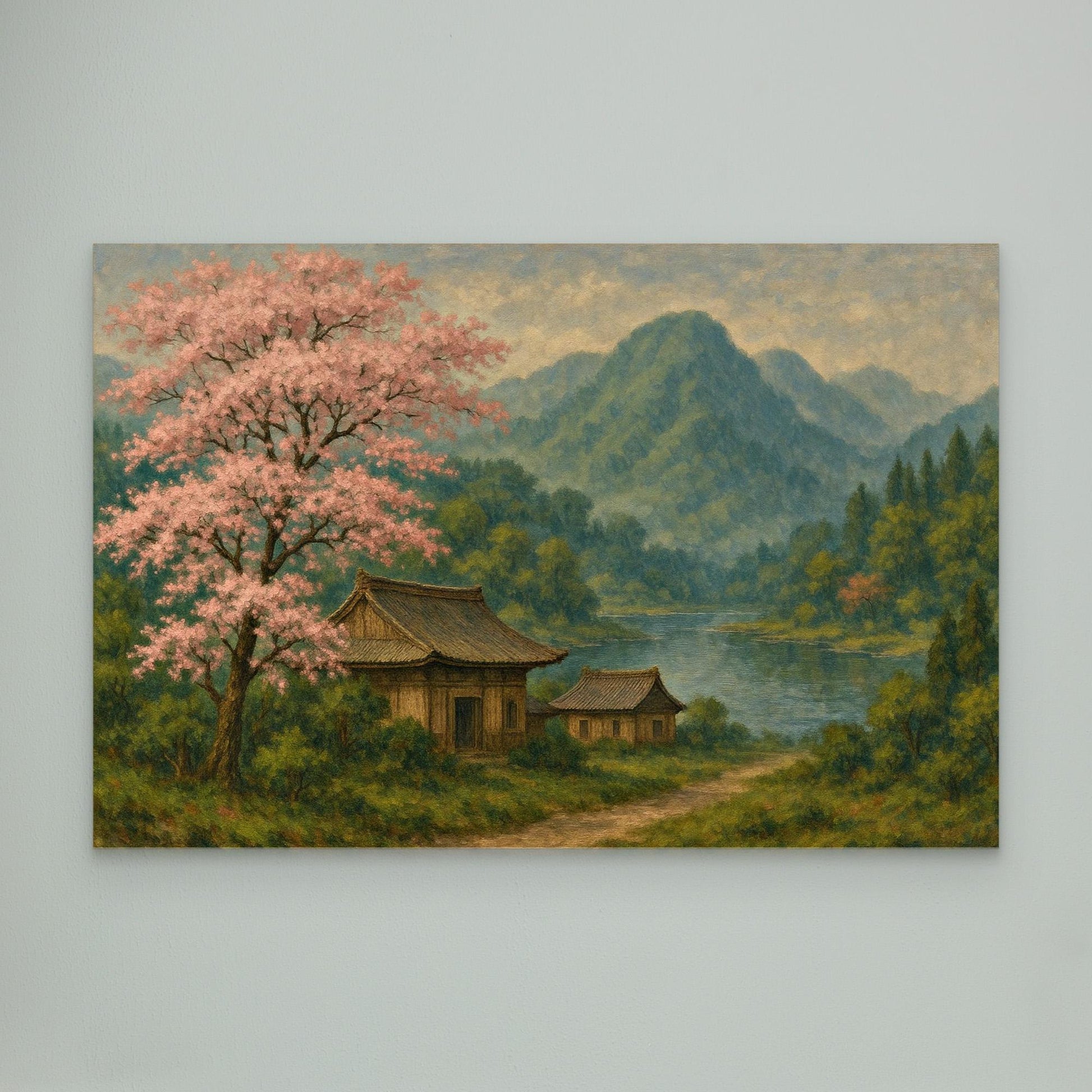 Cherry Blossom Tranquility – Japanese Nature Canvas Wall Art
