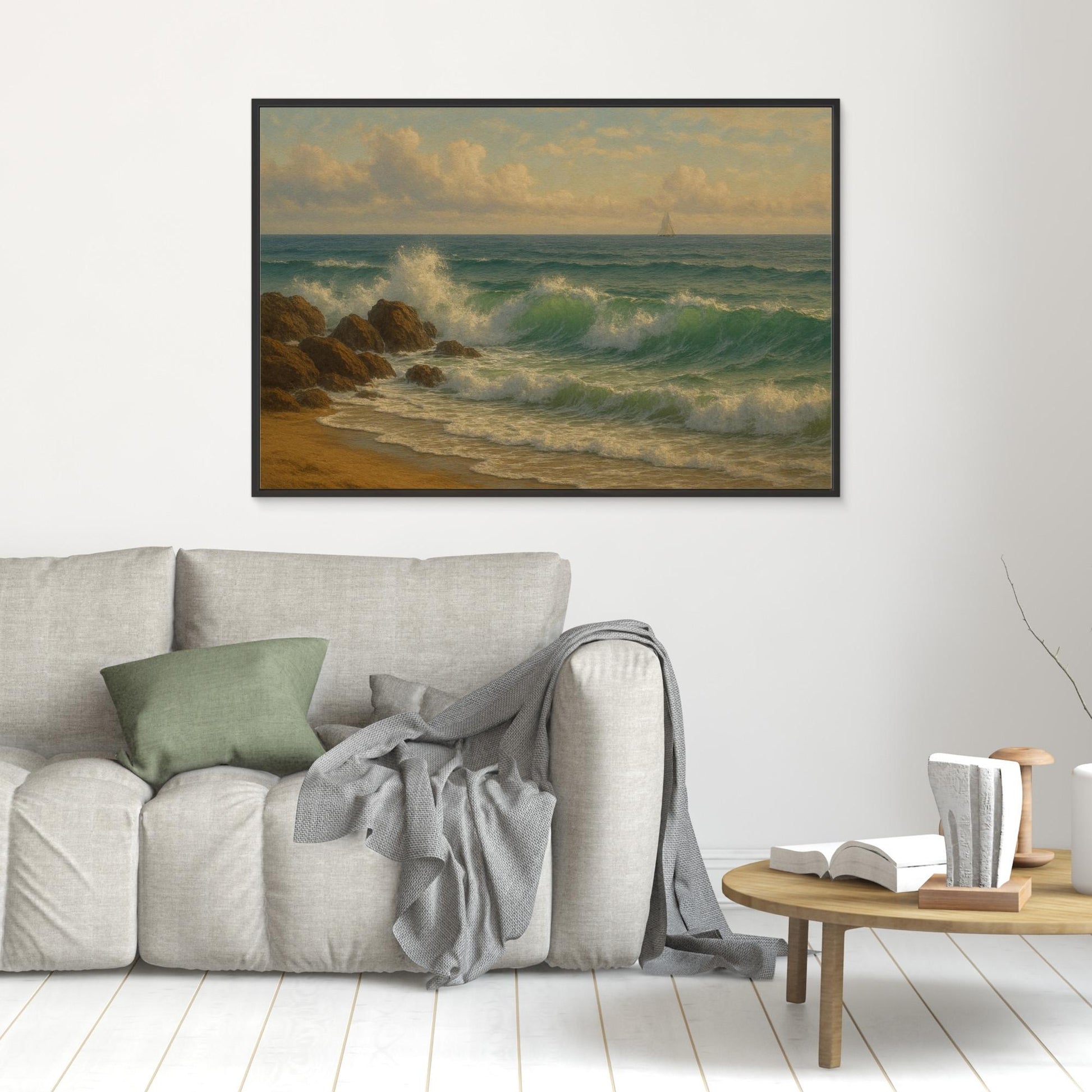Ocean Serenity – Coastal Waves Canvas Wall Art” | Tranquil Seascape Print