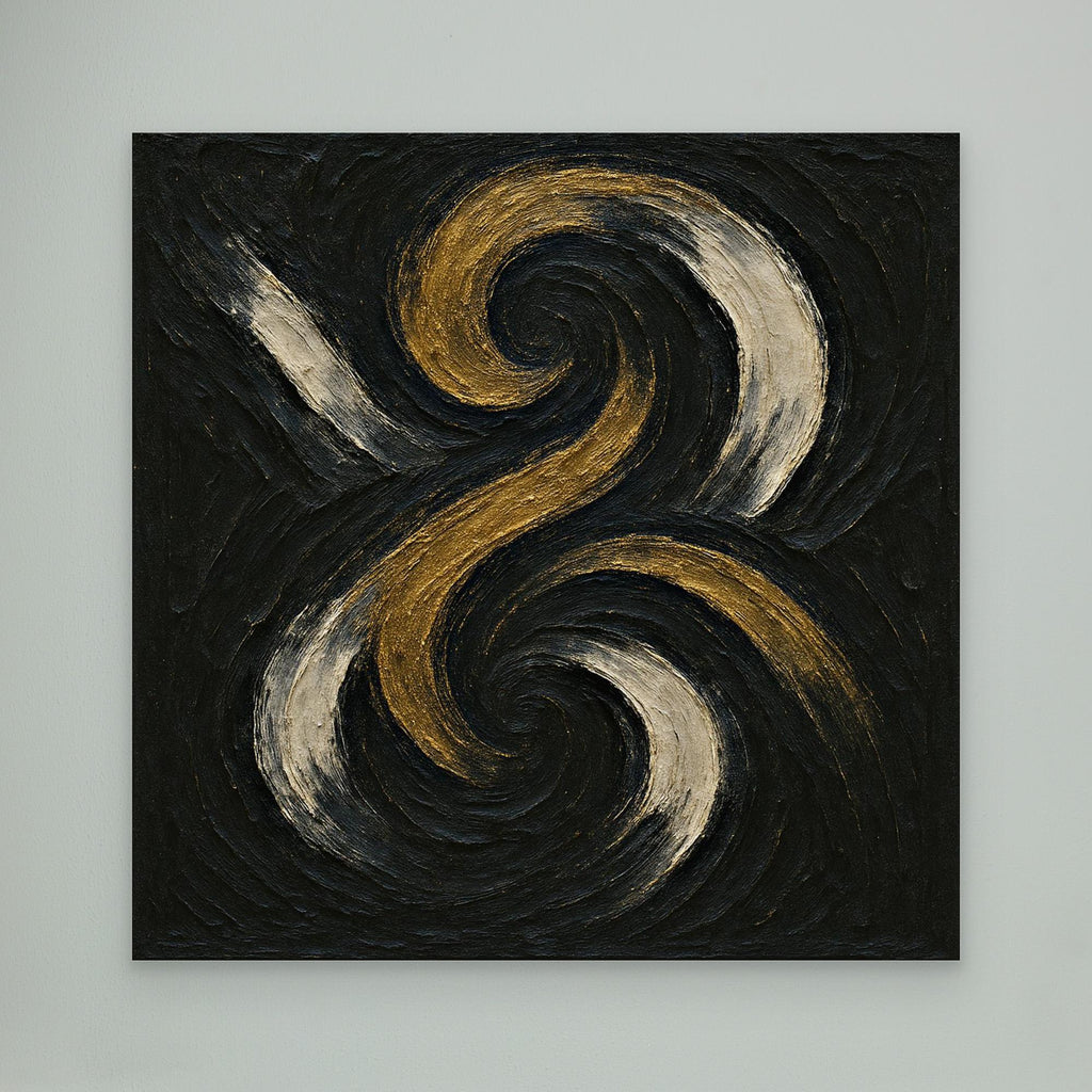 Spiral Abstract Canvas Wall Art – Gold and Black Modern Print