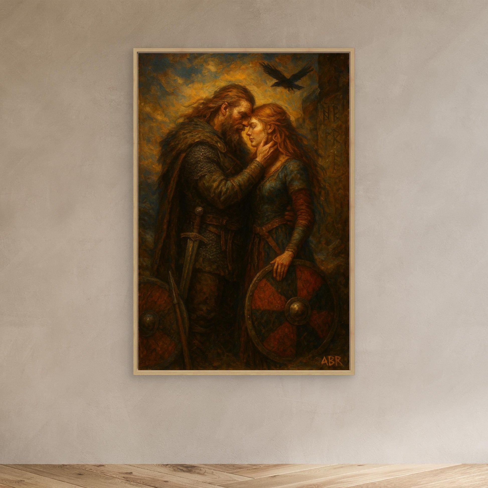 Viking Warrior Couple Canvas Wall Art