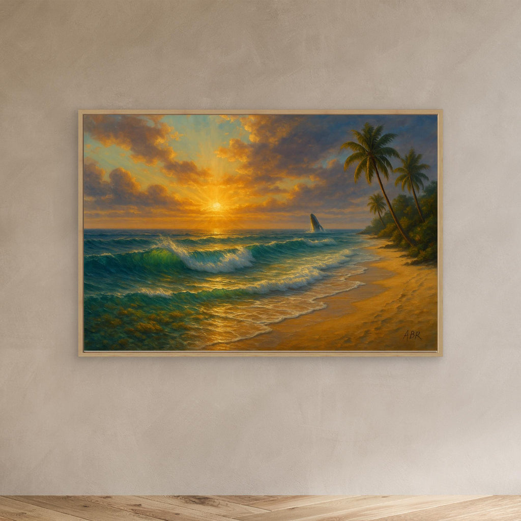 Tropical Sunset Beach Canvas Wall Art