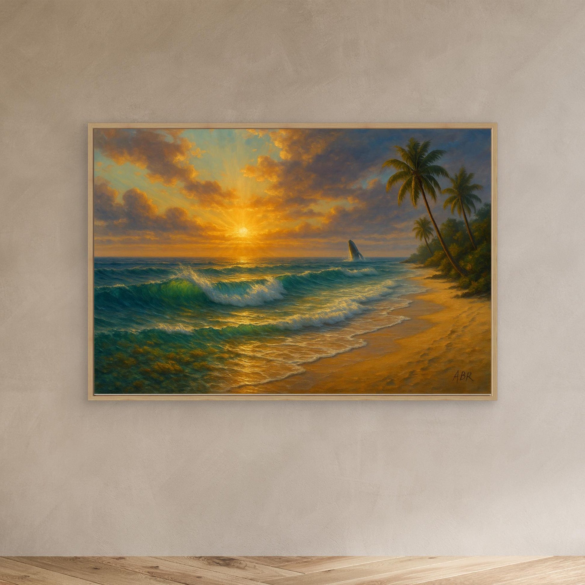 Tropical Sunset Beach Canvas Wall Art