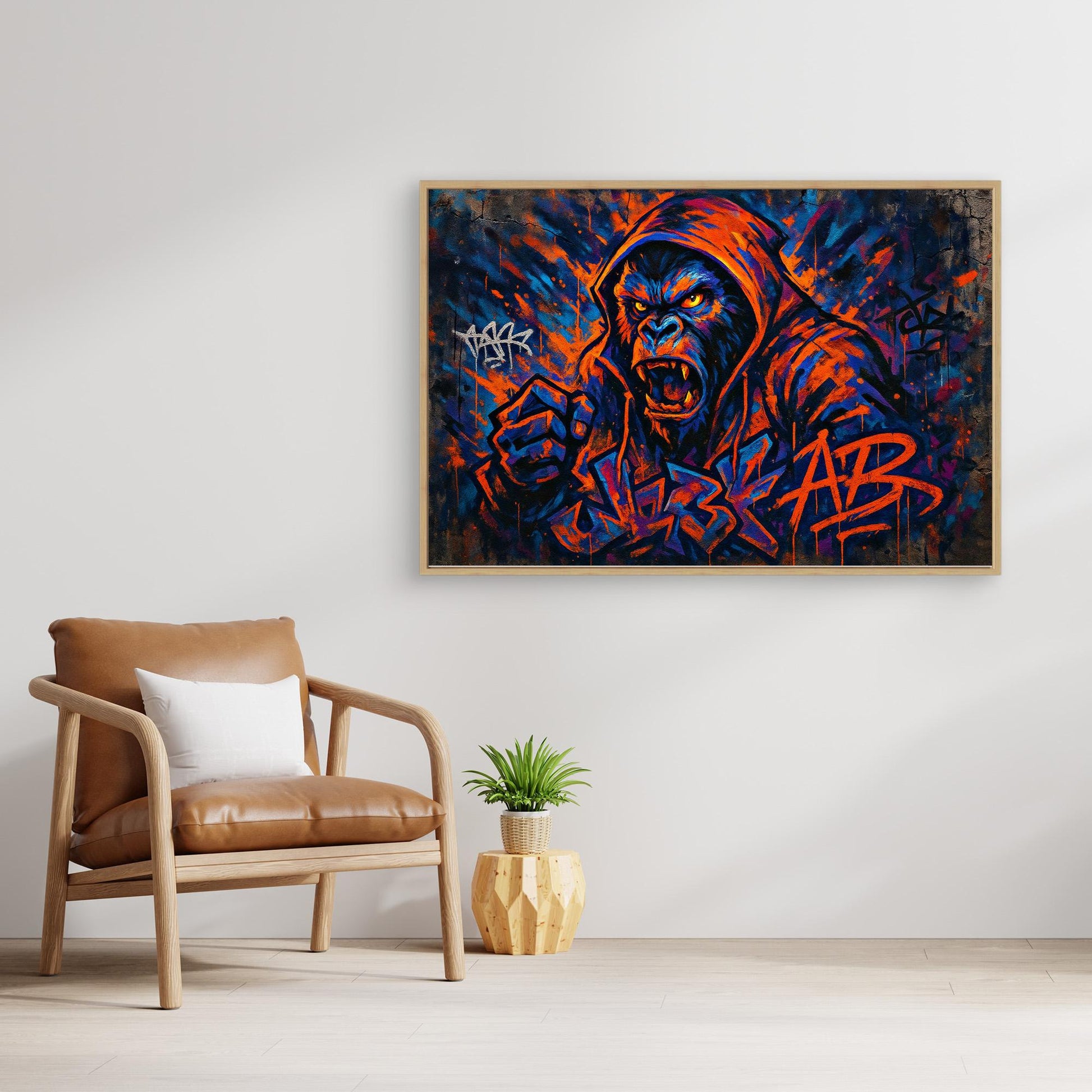 Angry Gorilla Graffiti Canvas Wall Art
