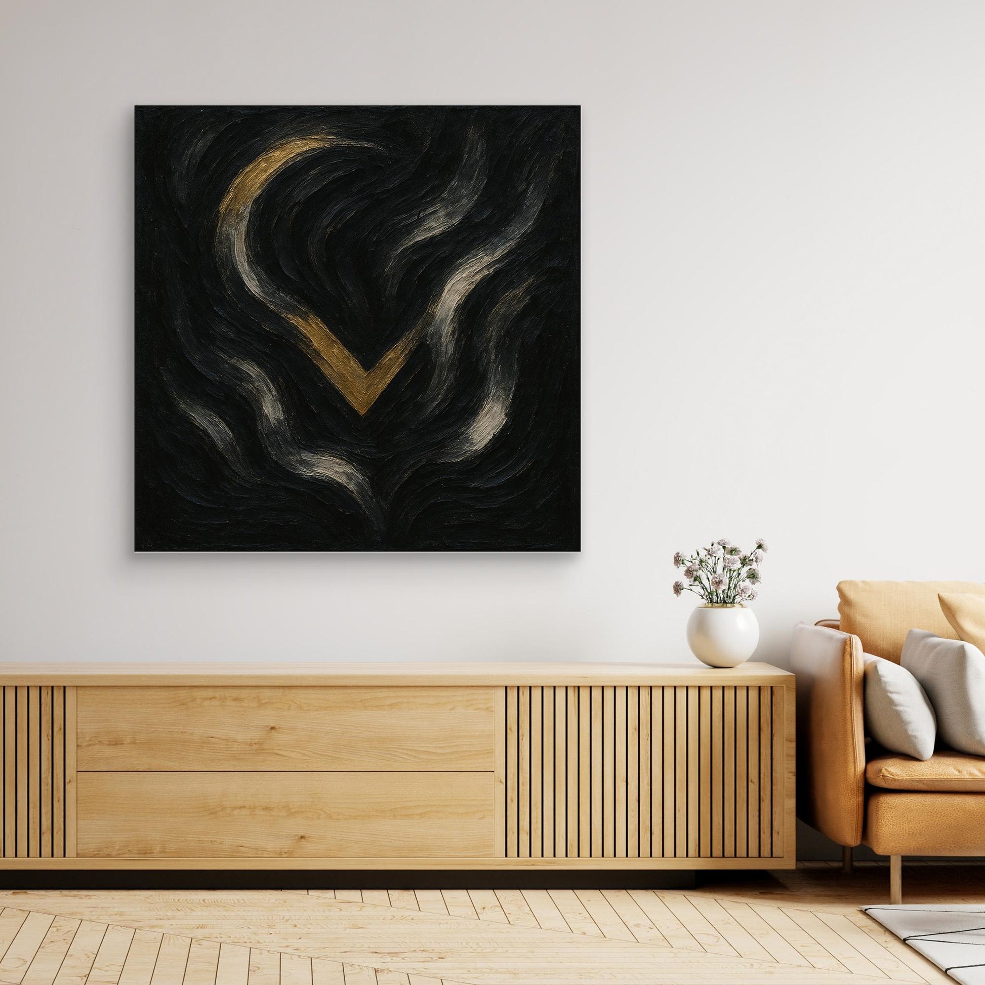 Abstract Golden Descent Canvas Wall Art
