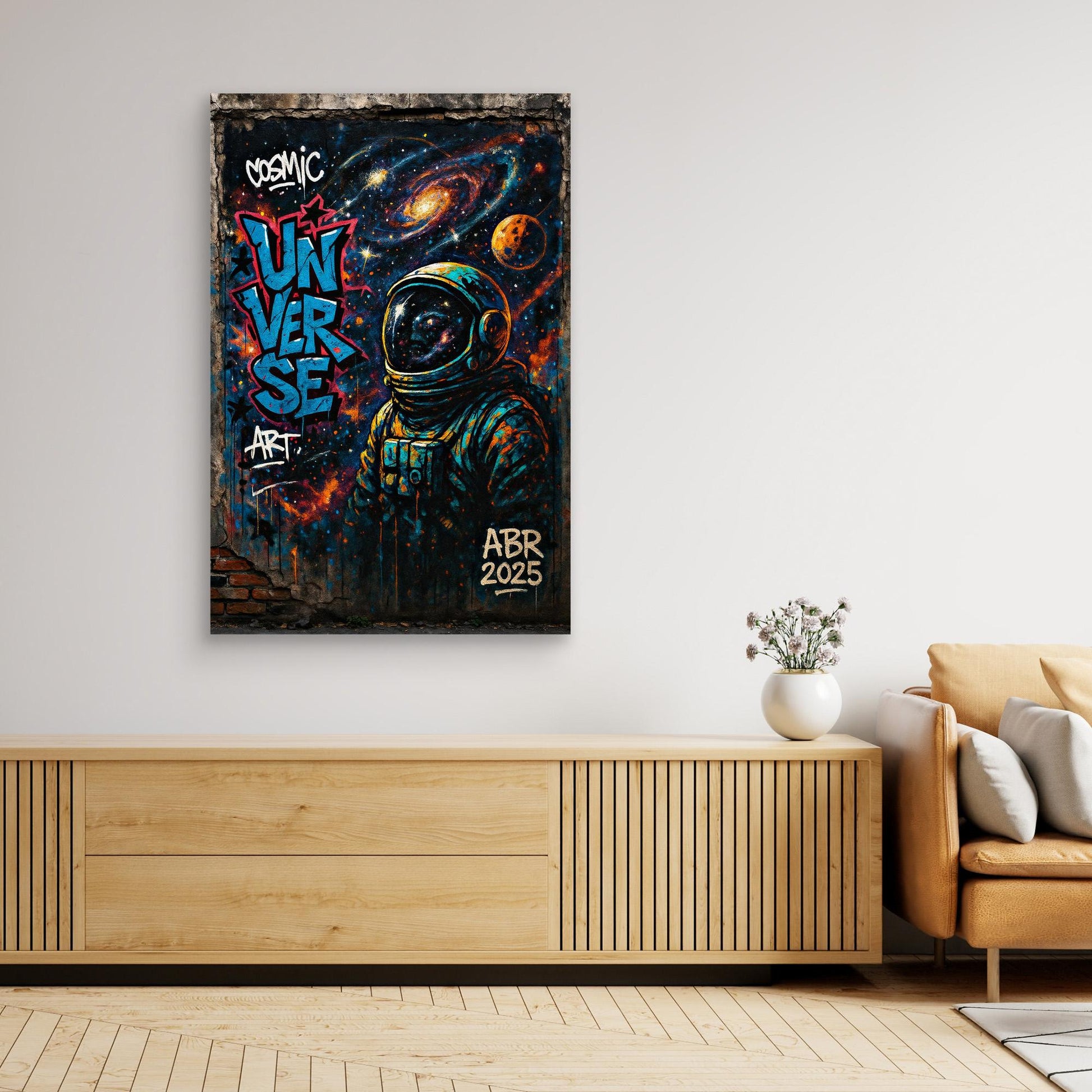 Astronaut Graffiti Wall Art – Cosmic Street Style Print