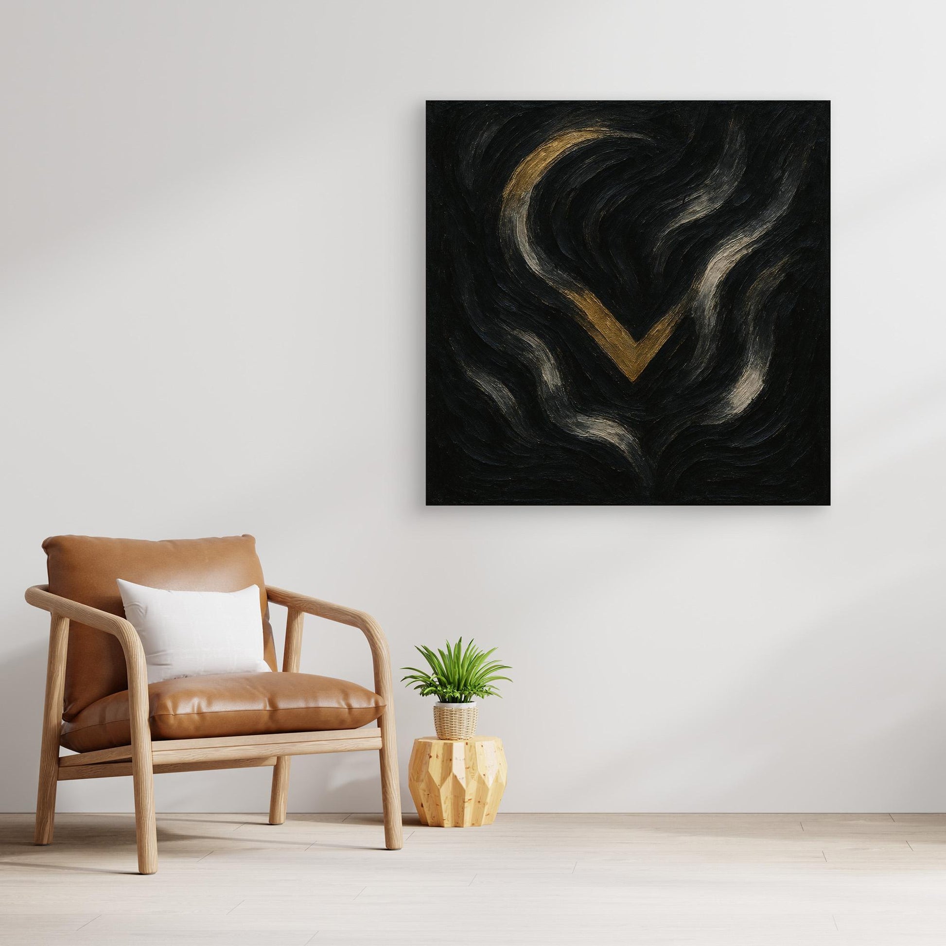 Abstract Golden Descent Canvas Wall Art