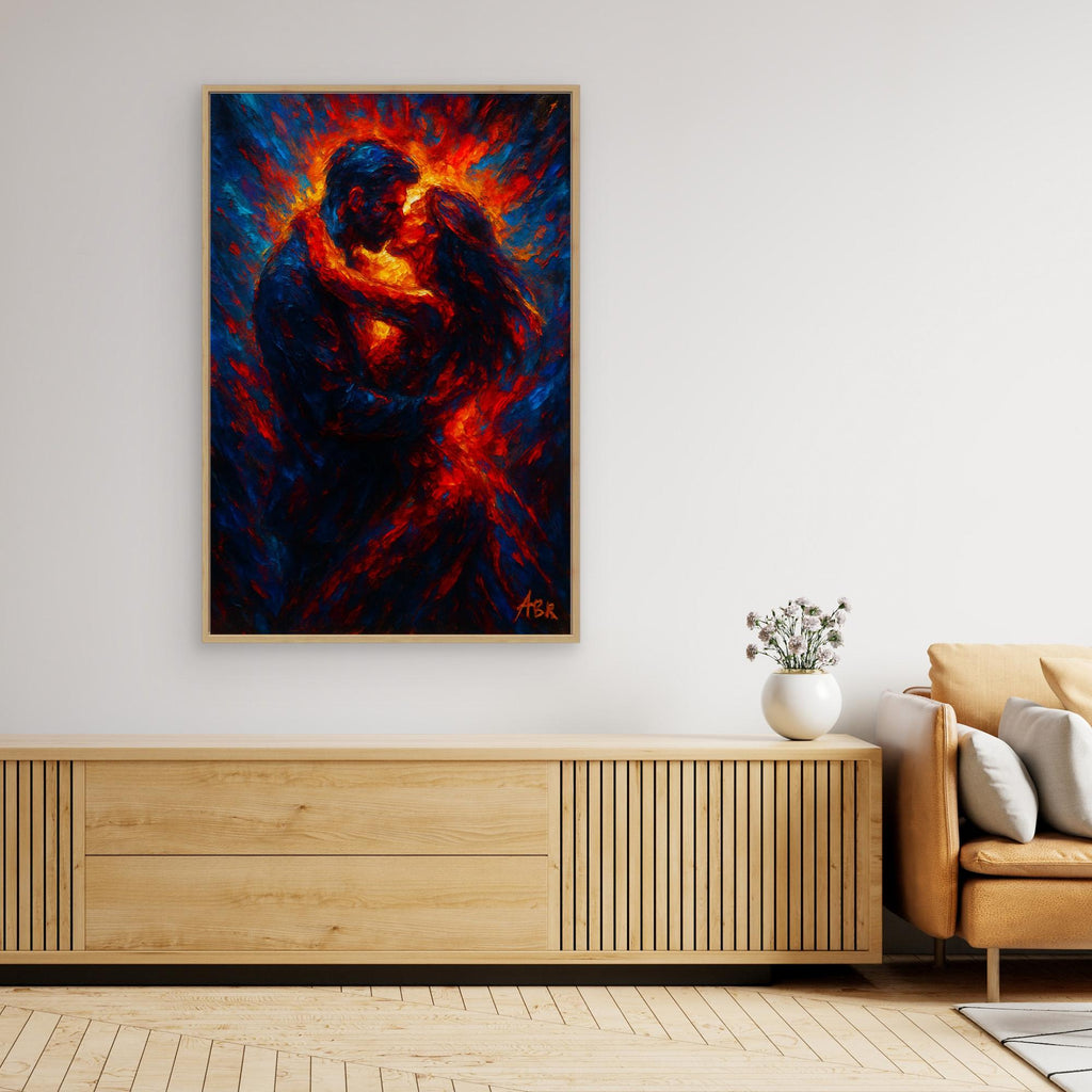 Passionate Embrace Romantic Canvas Wall Art