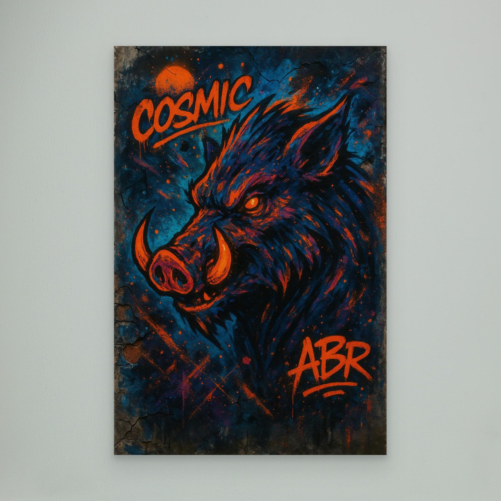 Cosmic Boar Graffiti Canvas Wall Art