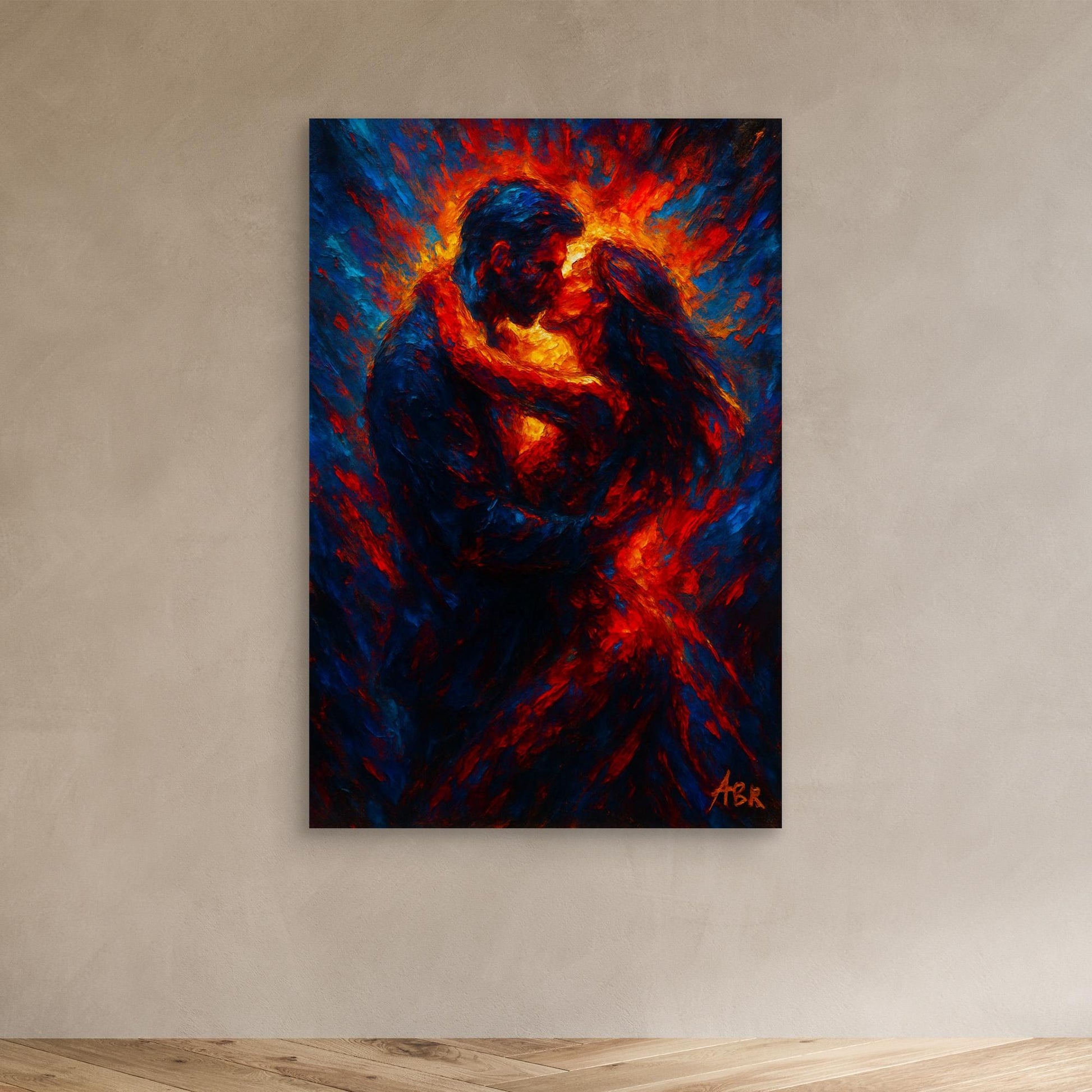Passionate Embrace Romantic Canvas Wall Art