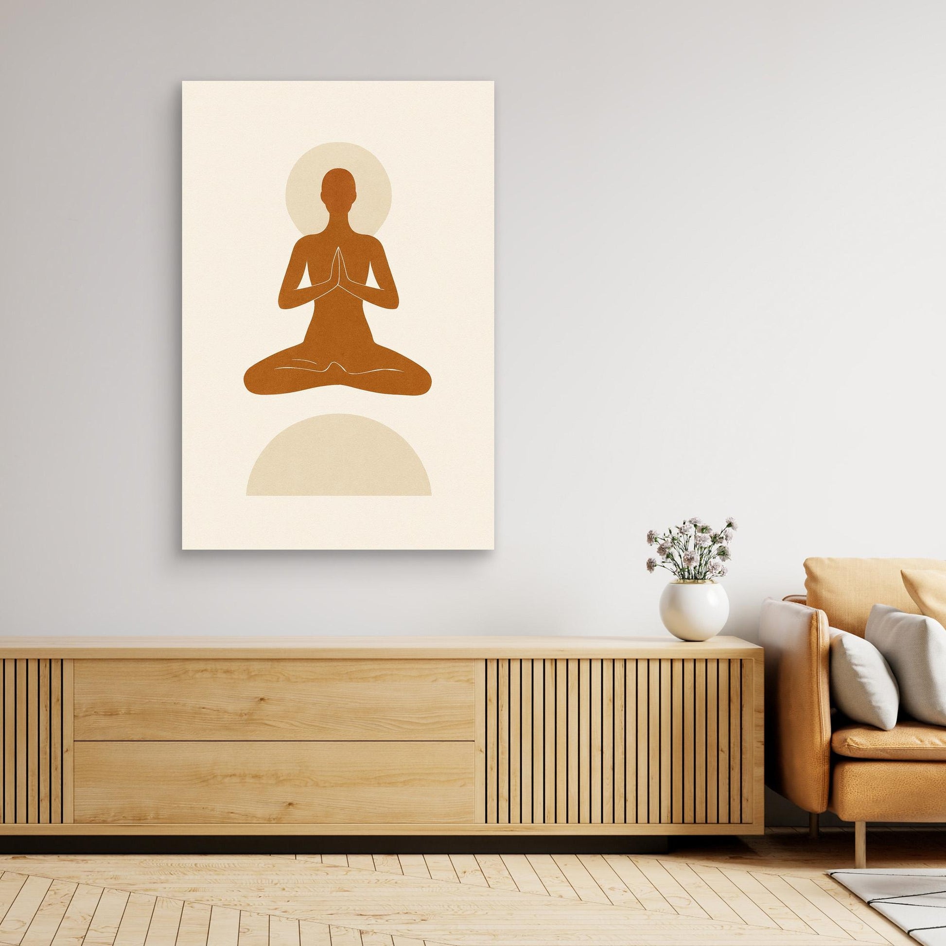 Inner Peace – Minimalist Meditating Figure Canvas Wall Art