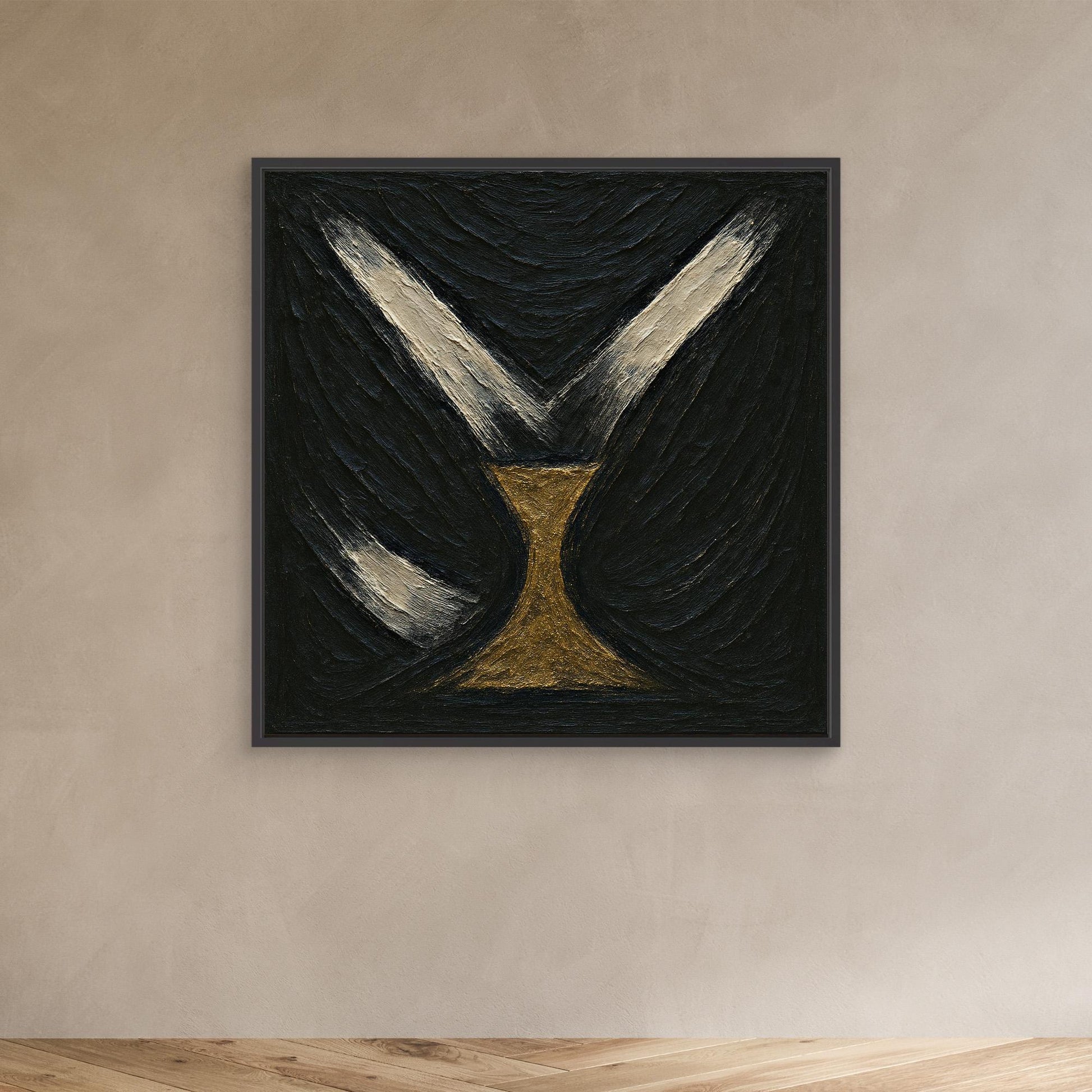 Golden Abstract Hourglass Canvas Wall Art