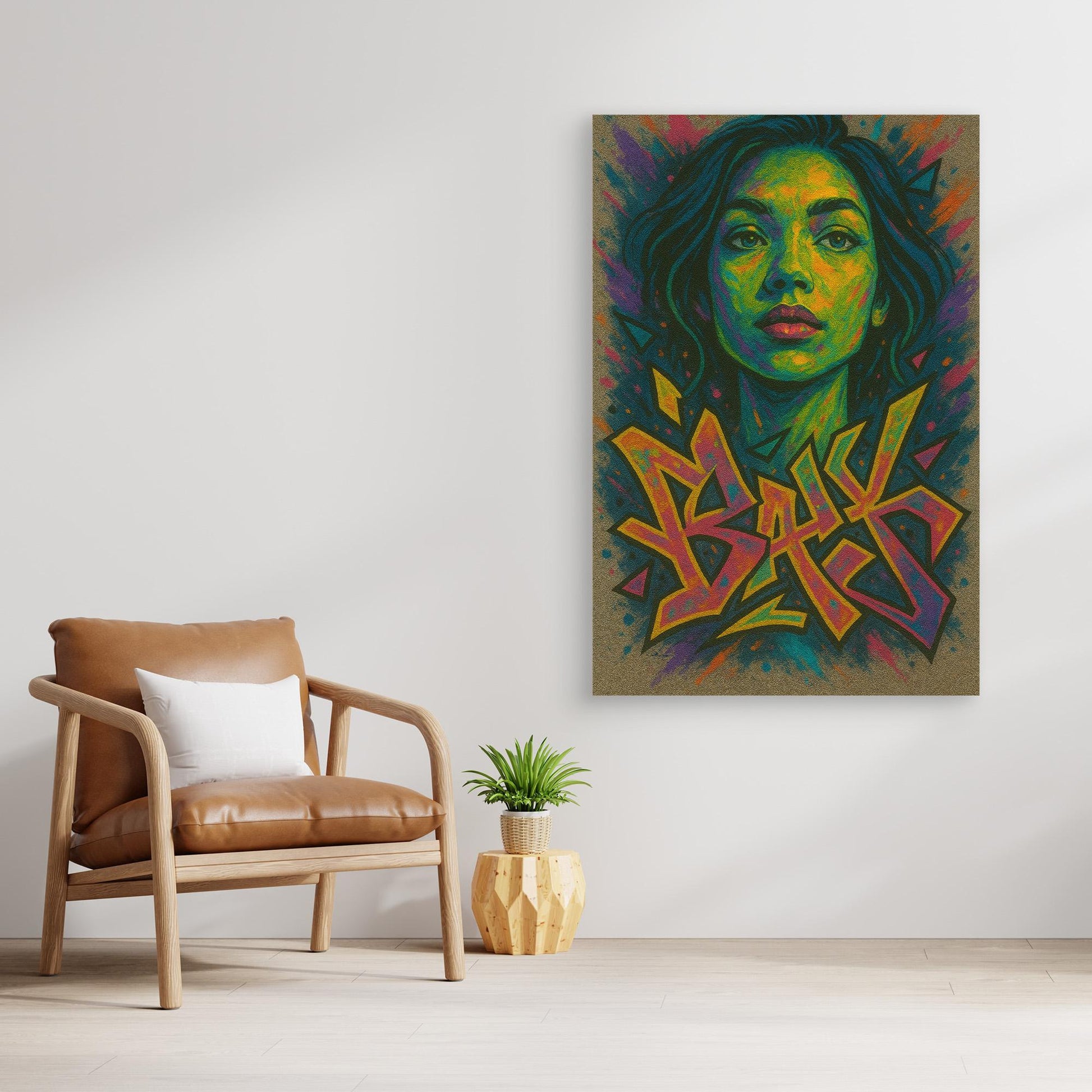 Colorful Graffiti Woman Canvas Wall Art – Bold Urban Street Style