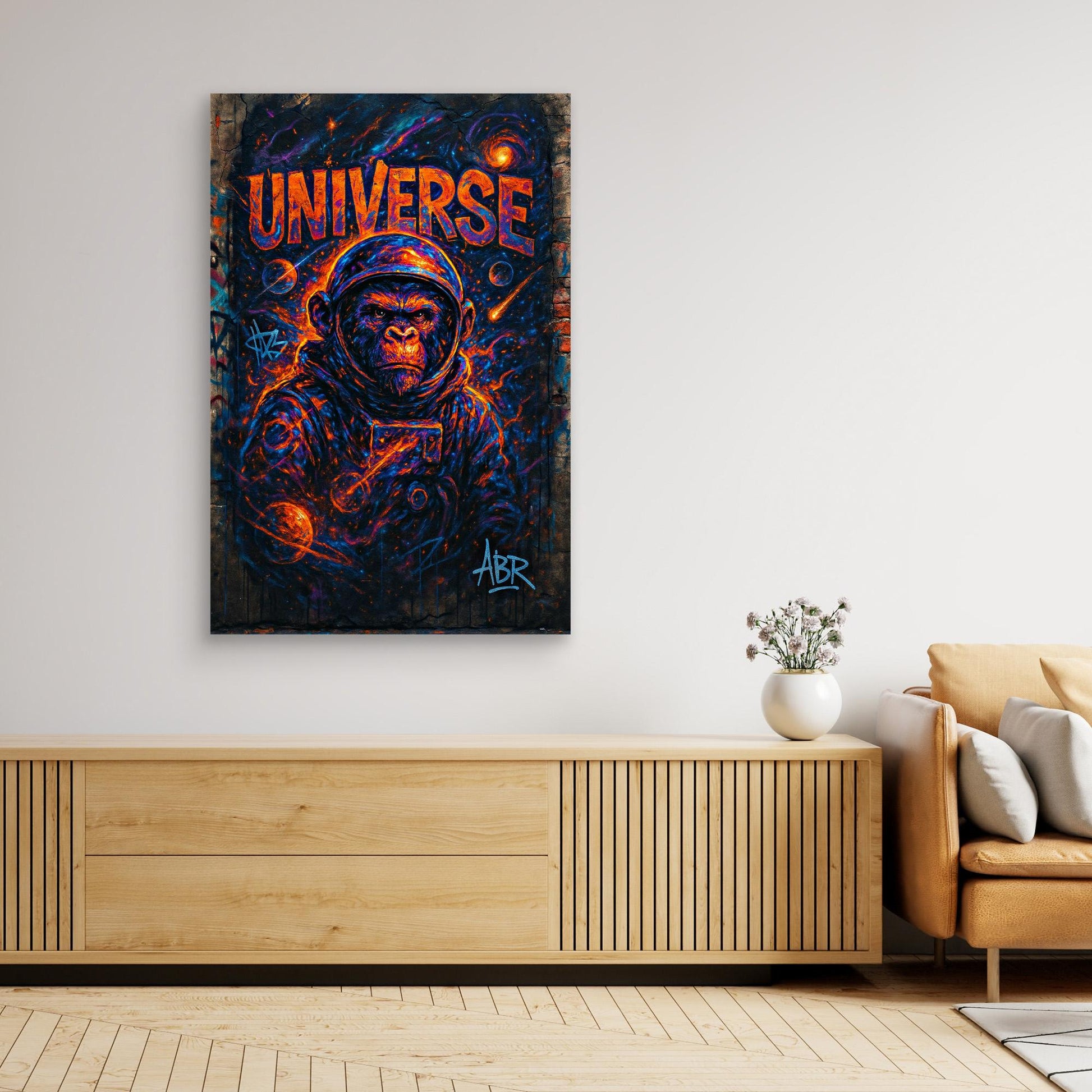 Space Gorilla Canvas Wall Art – Graffiti Style Universe Print