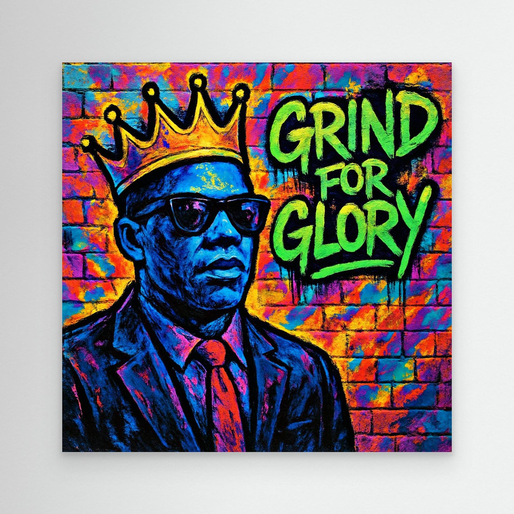 Grind for Glory – Vibrant Urban Street Art Canvas Print | Motivational Graffiti Wall Art