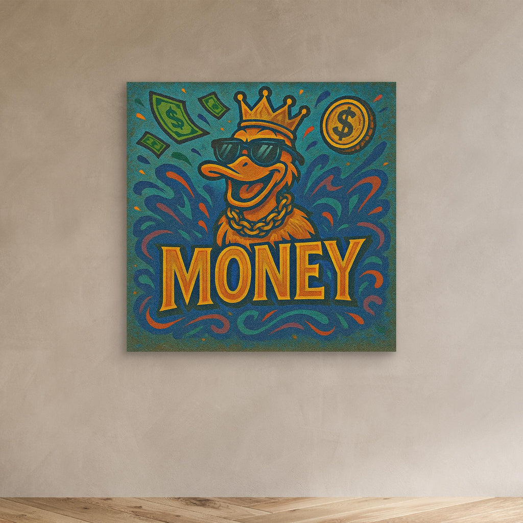 Rich Duck Vibes – Graffiti Style Money Art Print on Canvas | Hip-Hop Street Art Wall Decor