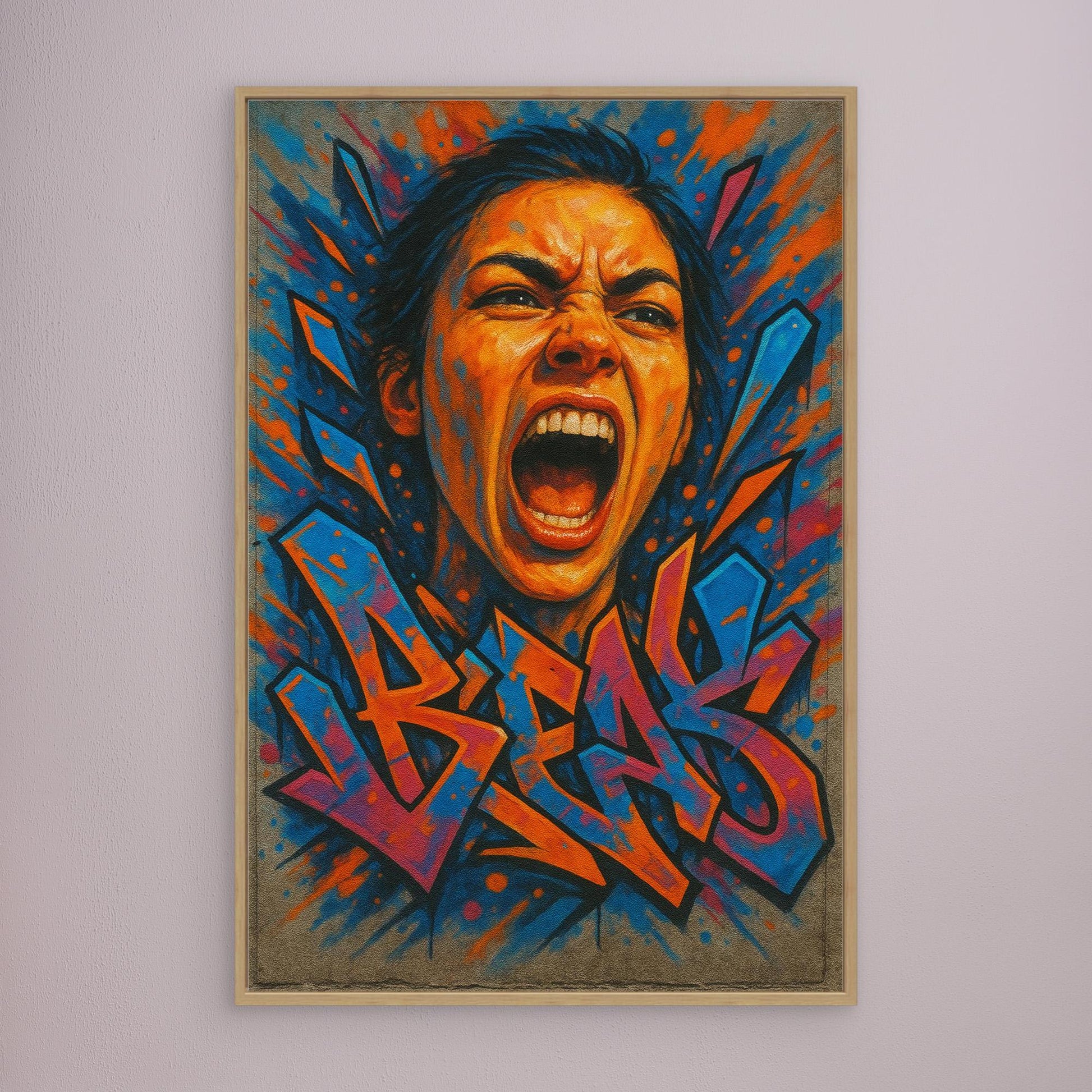 Graffiti Scream Portrait Canvas Wall Art – Bold Urban Style
