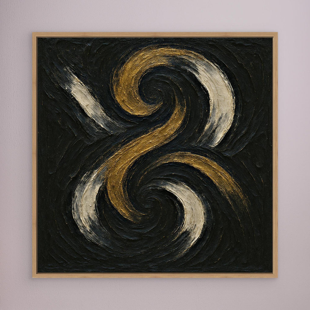 Spiral Abstract Canvas Wall Art – Gold and Black Modern Print