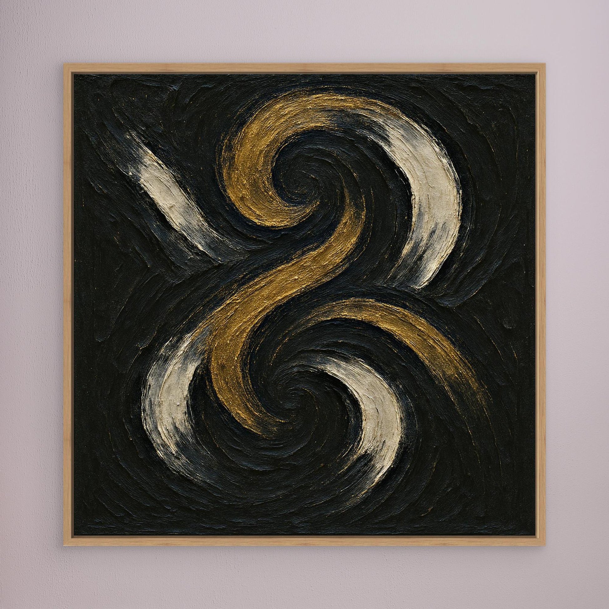 Spiral Abstract Canvas Wall Art – Gold and Black Modern Print