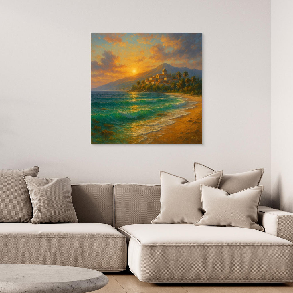 Mediterranean Sunset Coastal Canvas Print