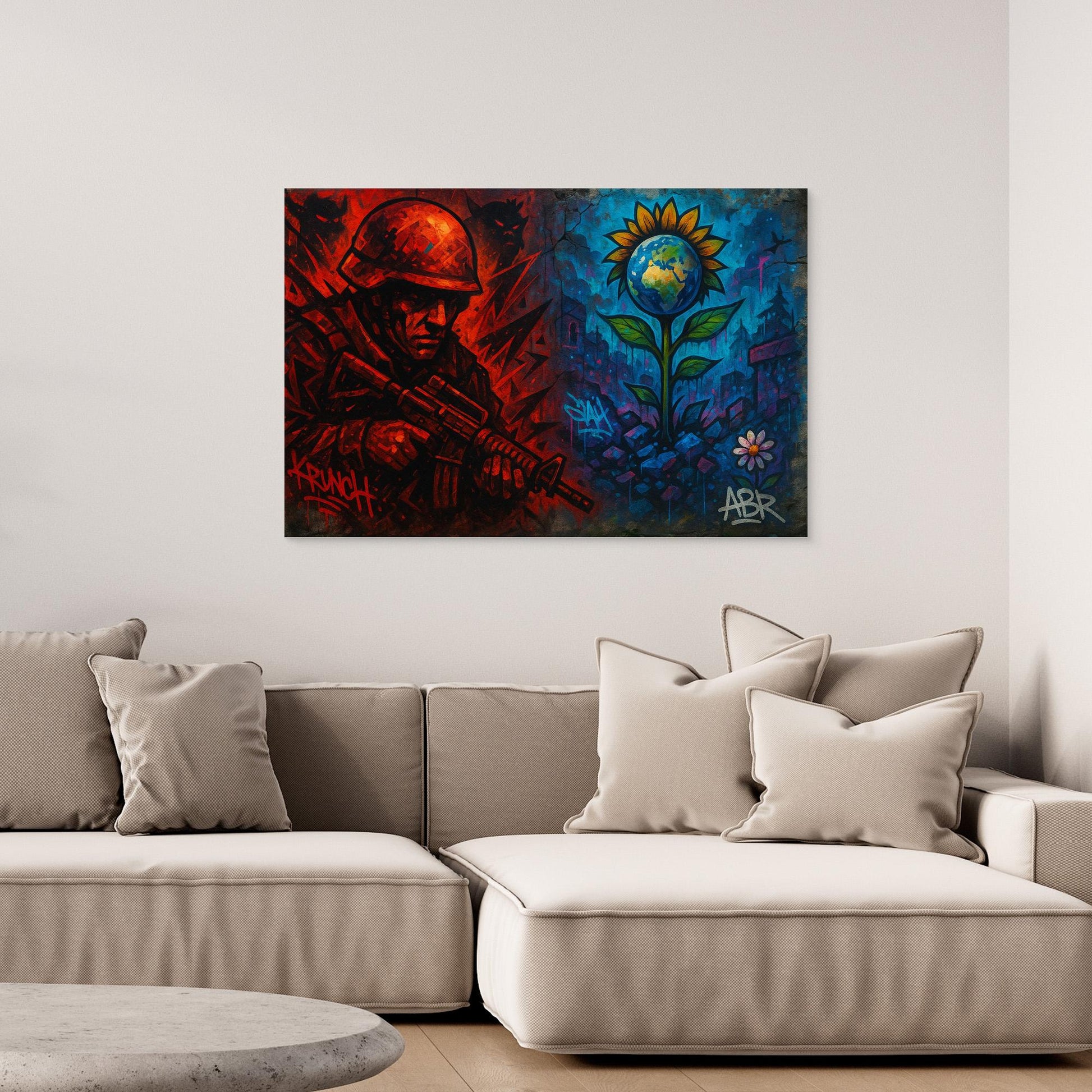War and Peace Graffiti Canvas Wall Art