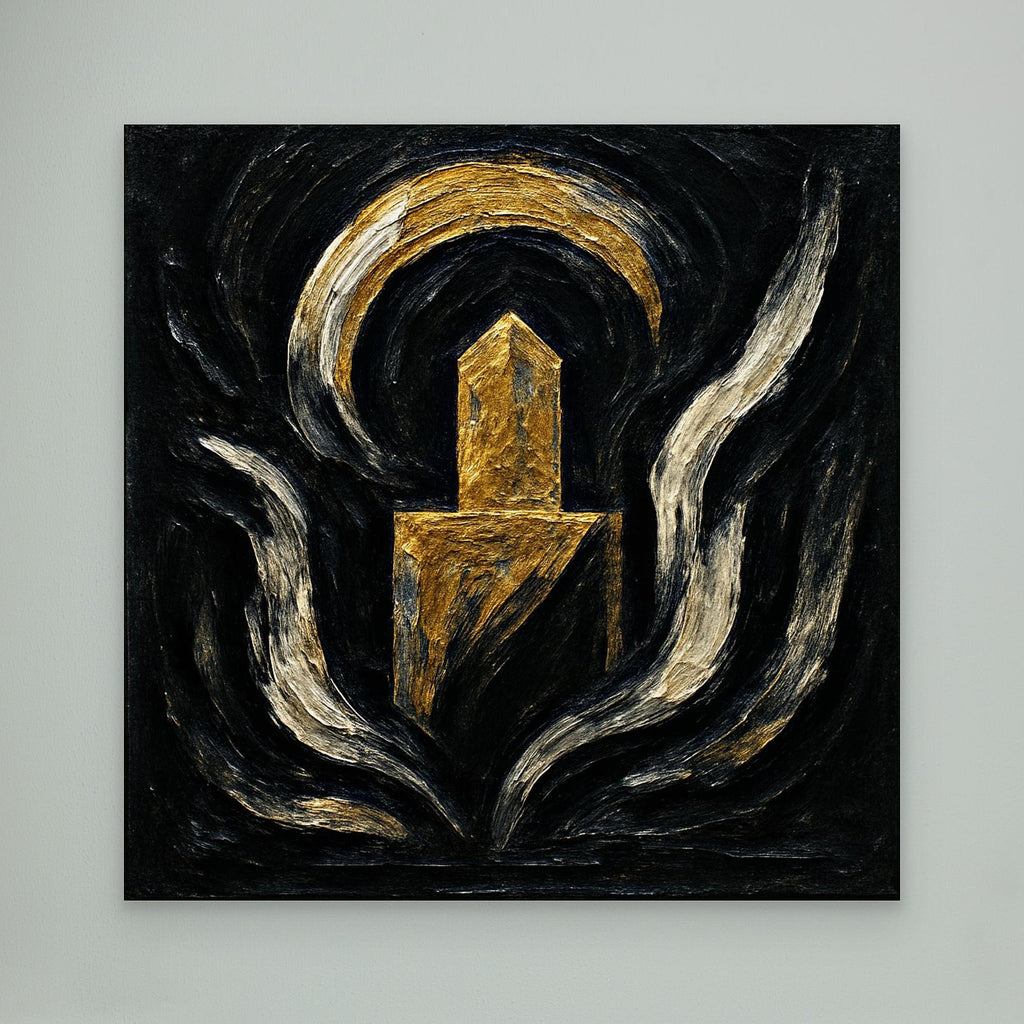 Abstract Monument Canvas Wall Art in Black and Gold