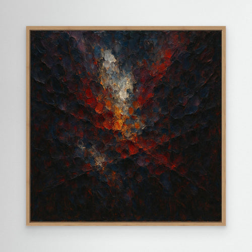 Abstract Flame Burst – Textured Canvas Wall Art in Red & Gold