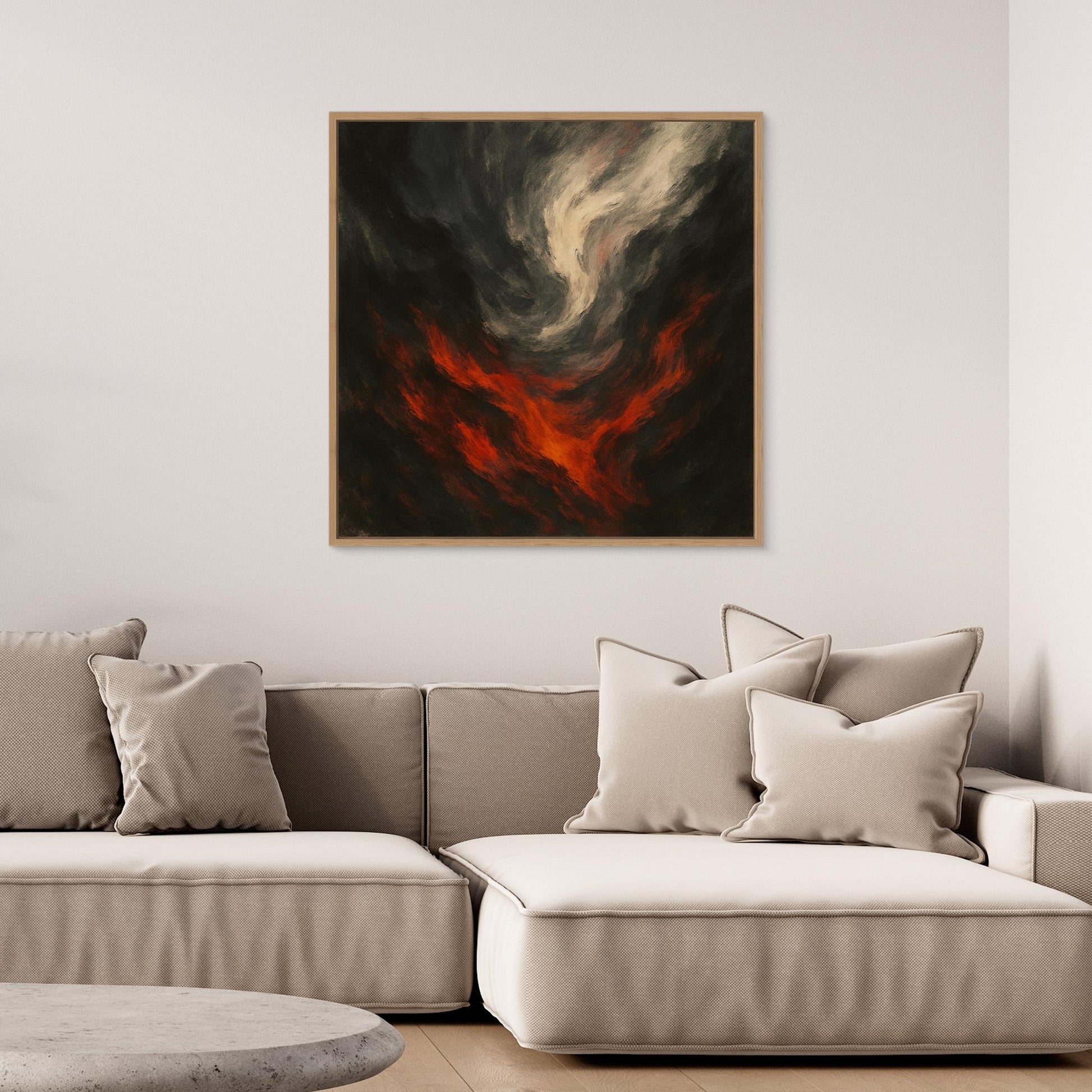 Inferno Drift – Abstract Fire and Smoke Canvas Wall Art