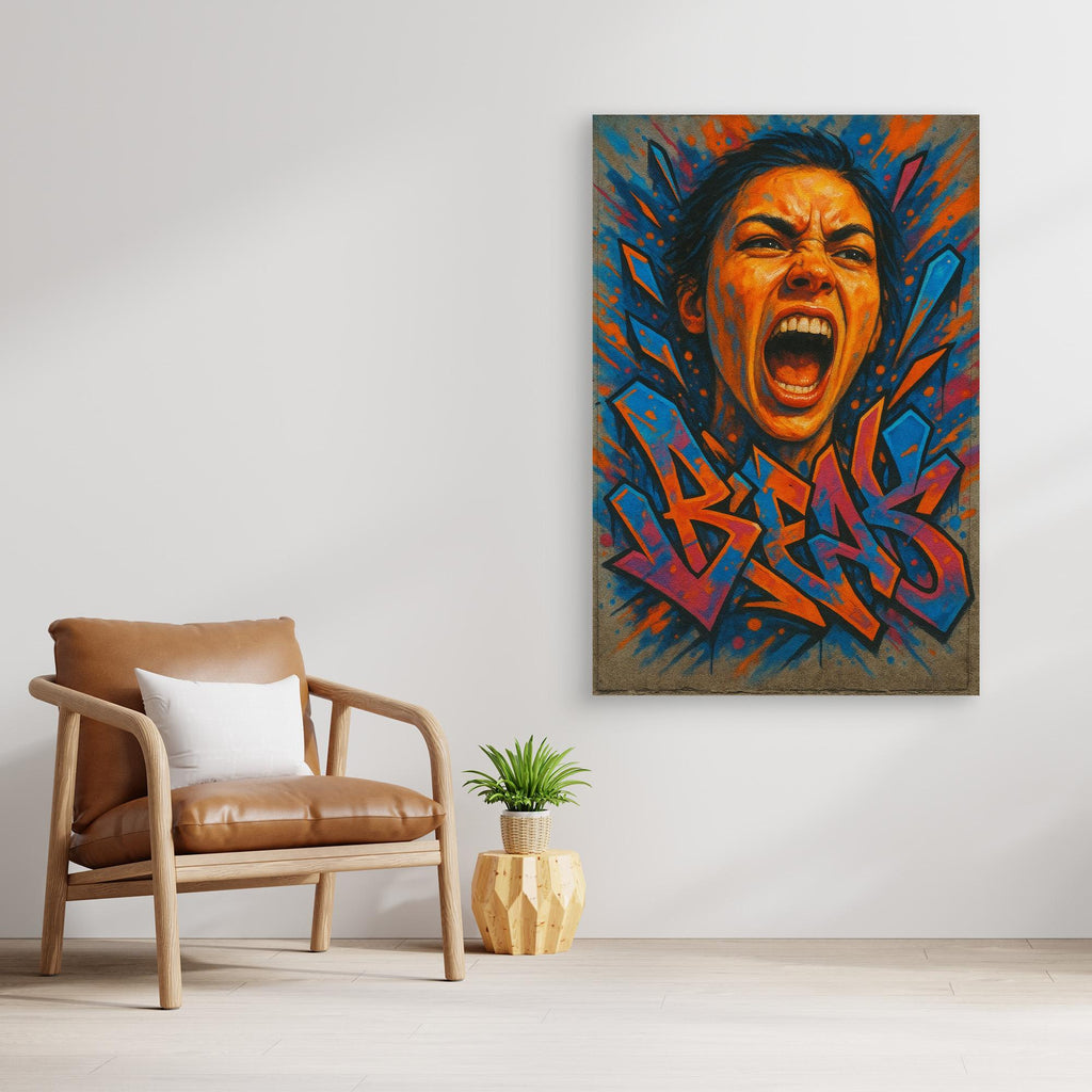 Graffiti Scream Portrait Canvas Wall Art – Bold Urban Style