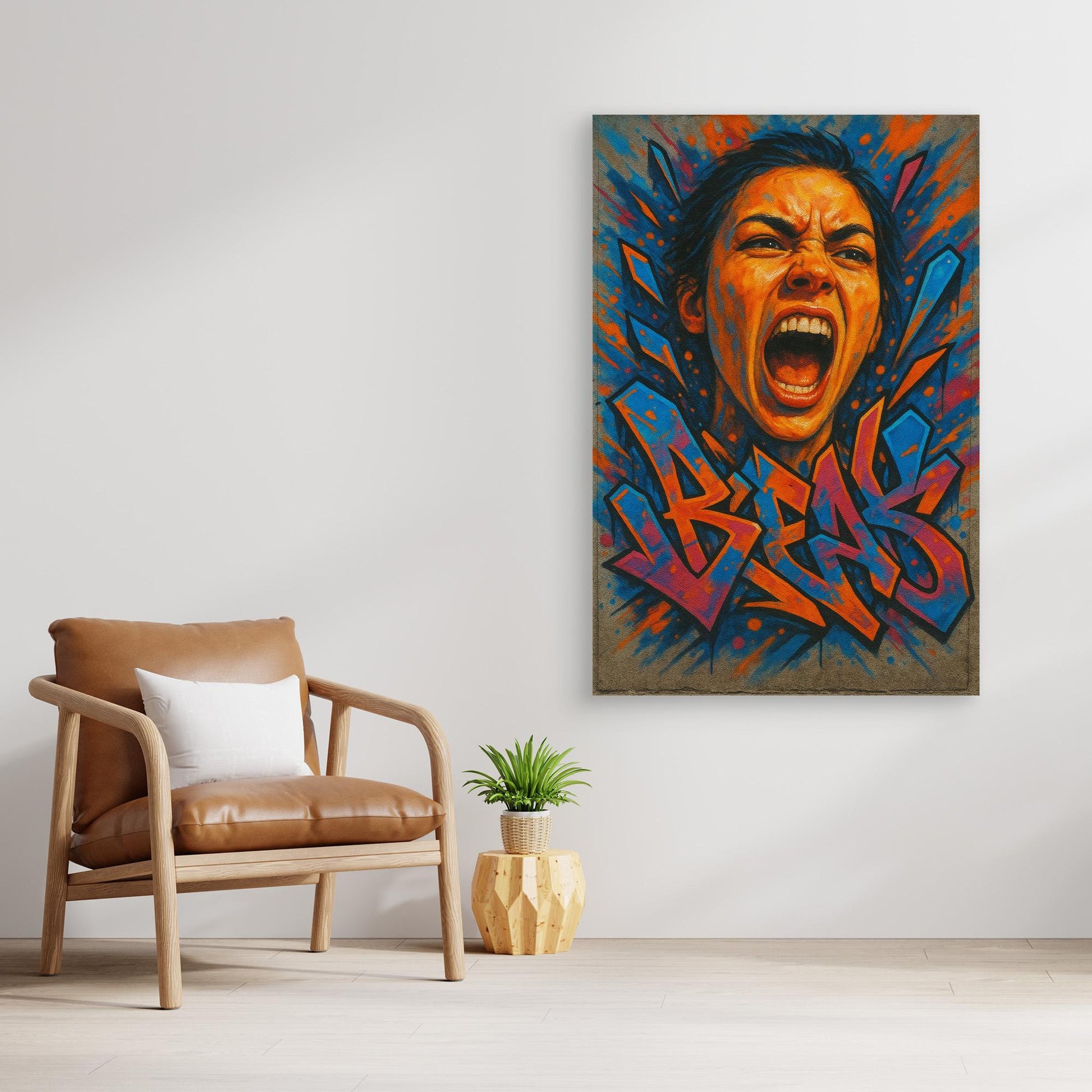 Graffiti Scream Portrait Canvas Wall Art – Bold Urban Style