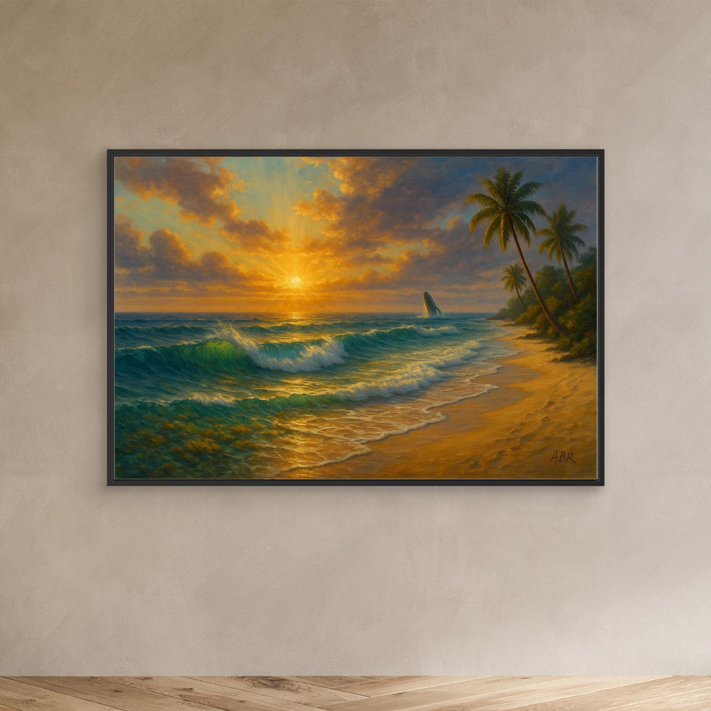 Tropical Sunset Beach Canvas Wall Art
