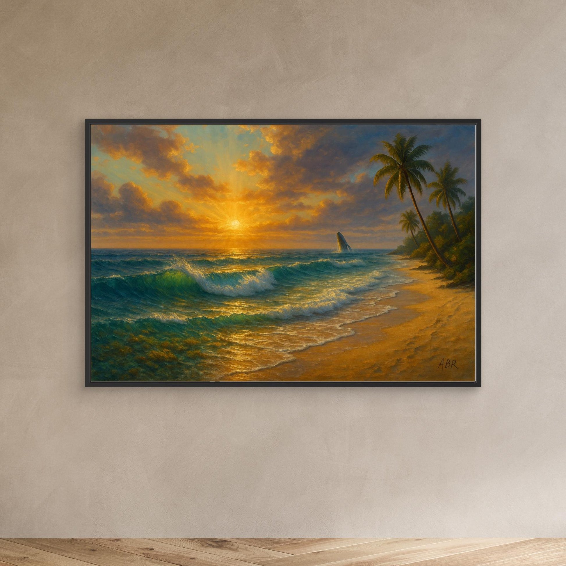 Tropical Sunset Beach Canvas Wall Art