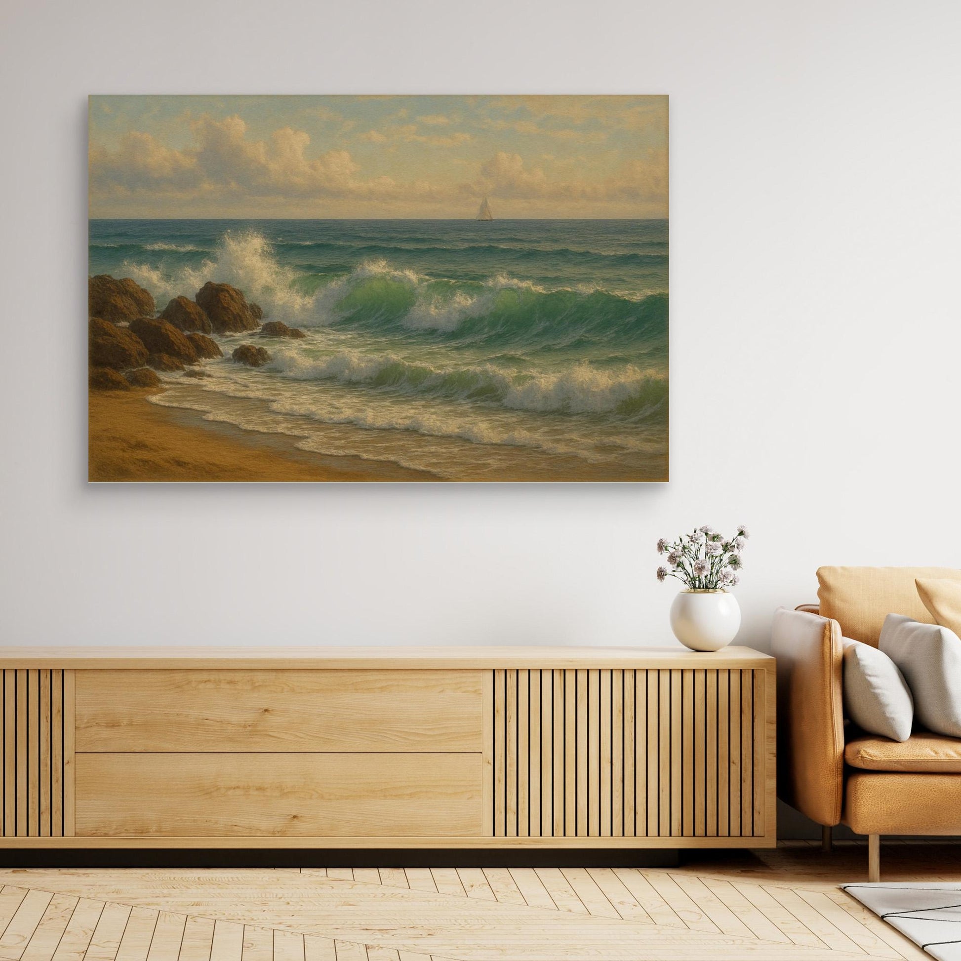 Ocean Serenity – Coastal Waves Canvas Wall Art” | Tranquil Seascape Print