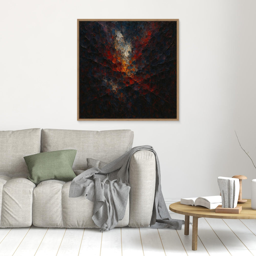 Abstract Flame Burst – Textured Canvas Wall Art in Red & Gold