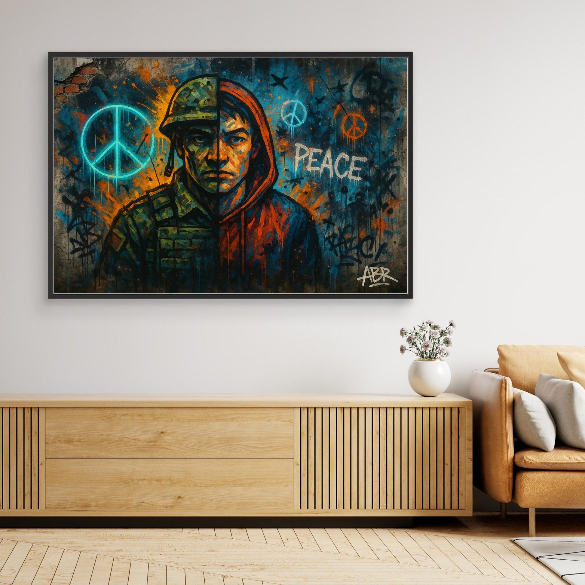 Peace and War Street Art Canvas – Urban Graffiti Wall Print